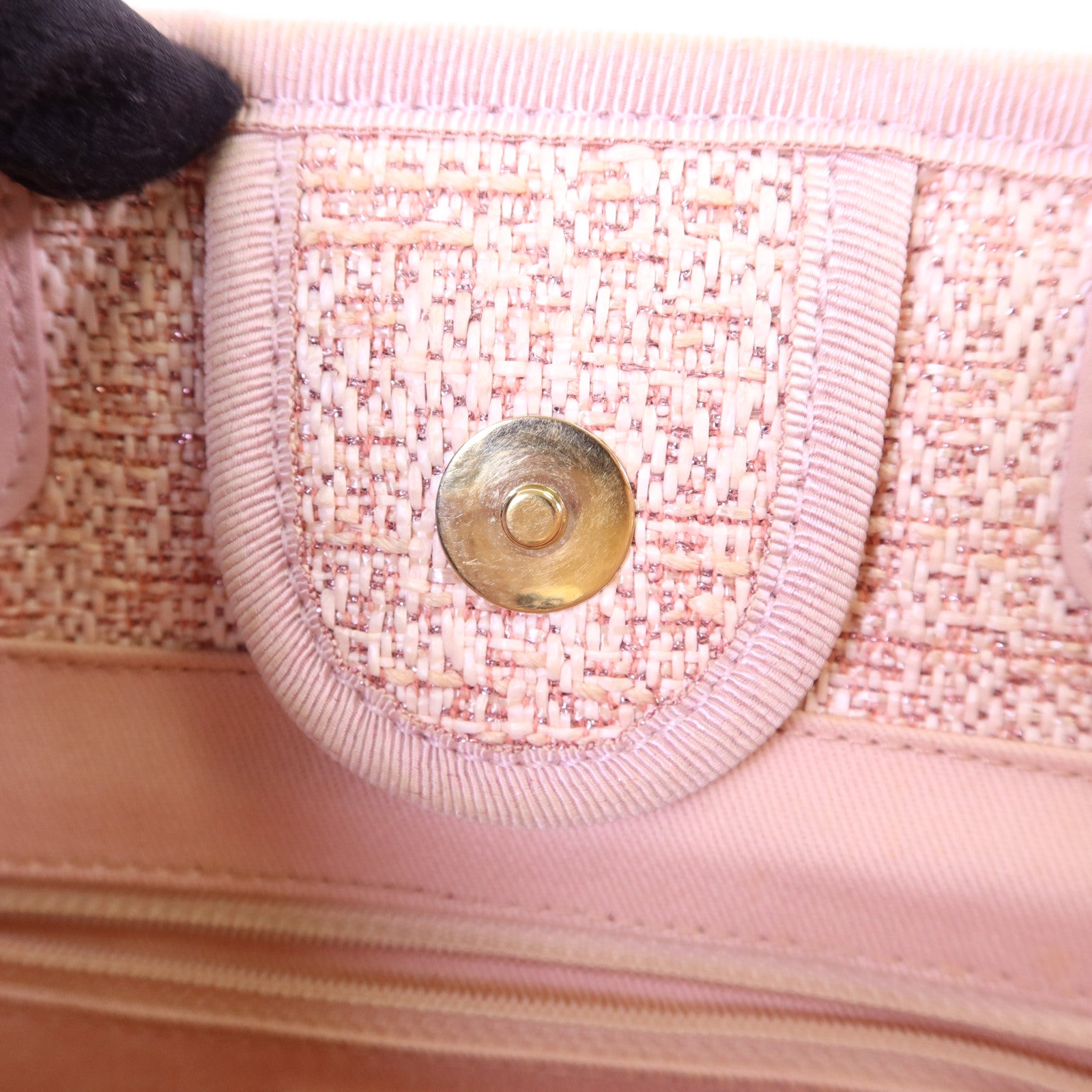 CHANEL 帆布Tote Bag金扣鏈帶手挽袋