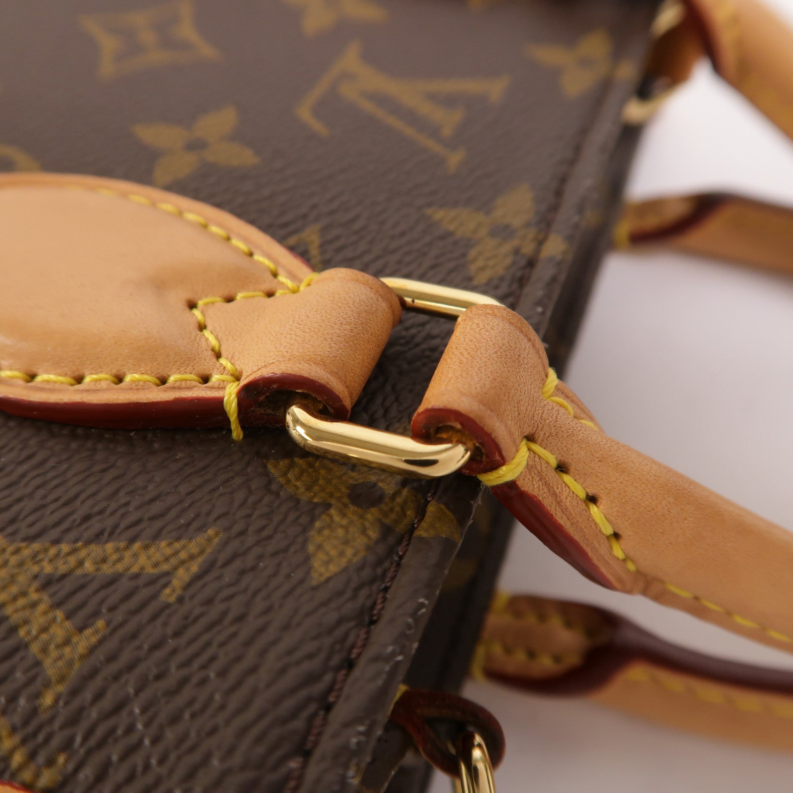 LOUIS VUITTON Monogram Sac Plat BB金扣手挽肩背兩用袋棕色
