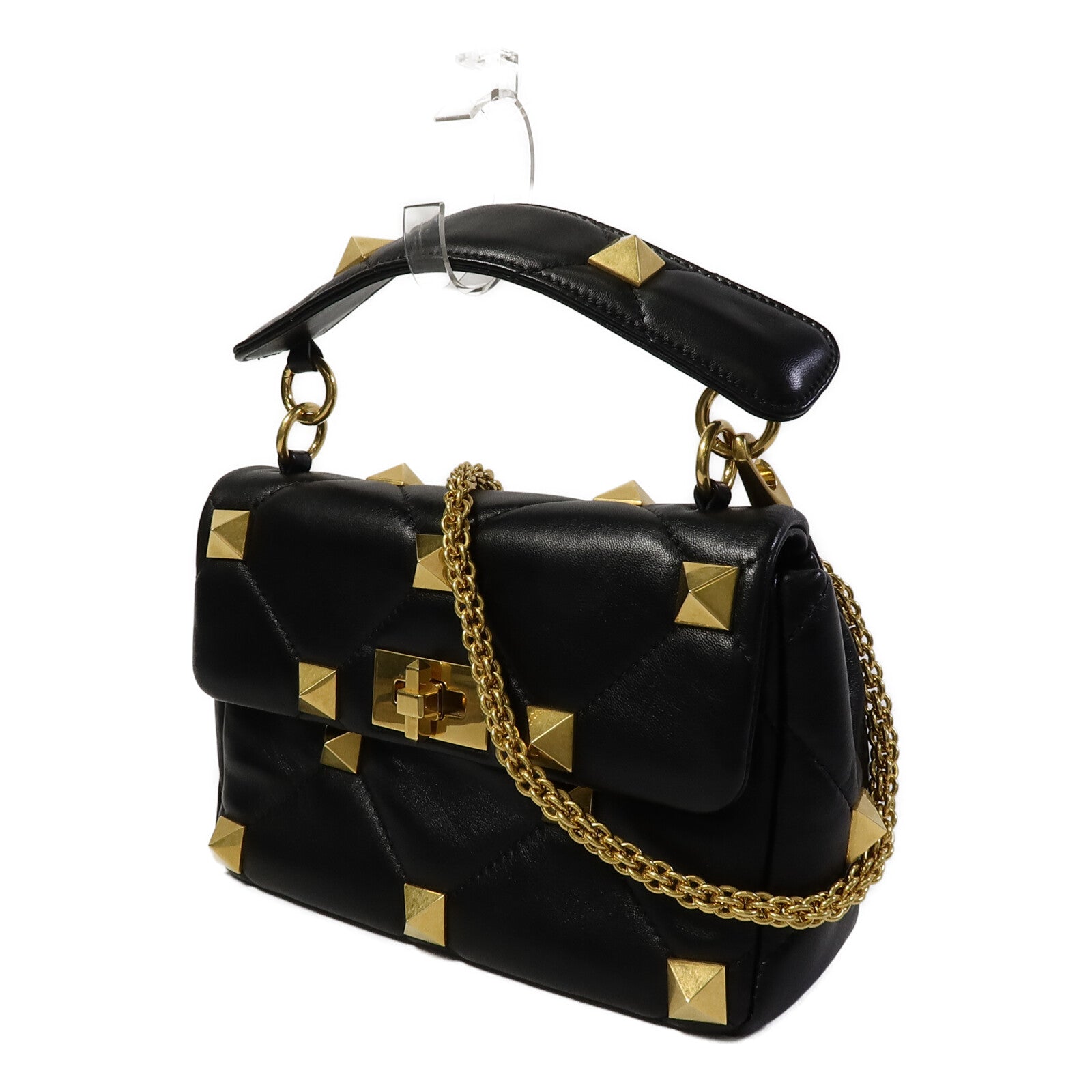 Valentino 羊皮皮革Garavani Roman Stud鏈帶手挽肩背兩用袋