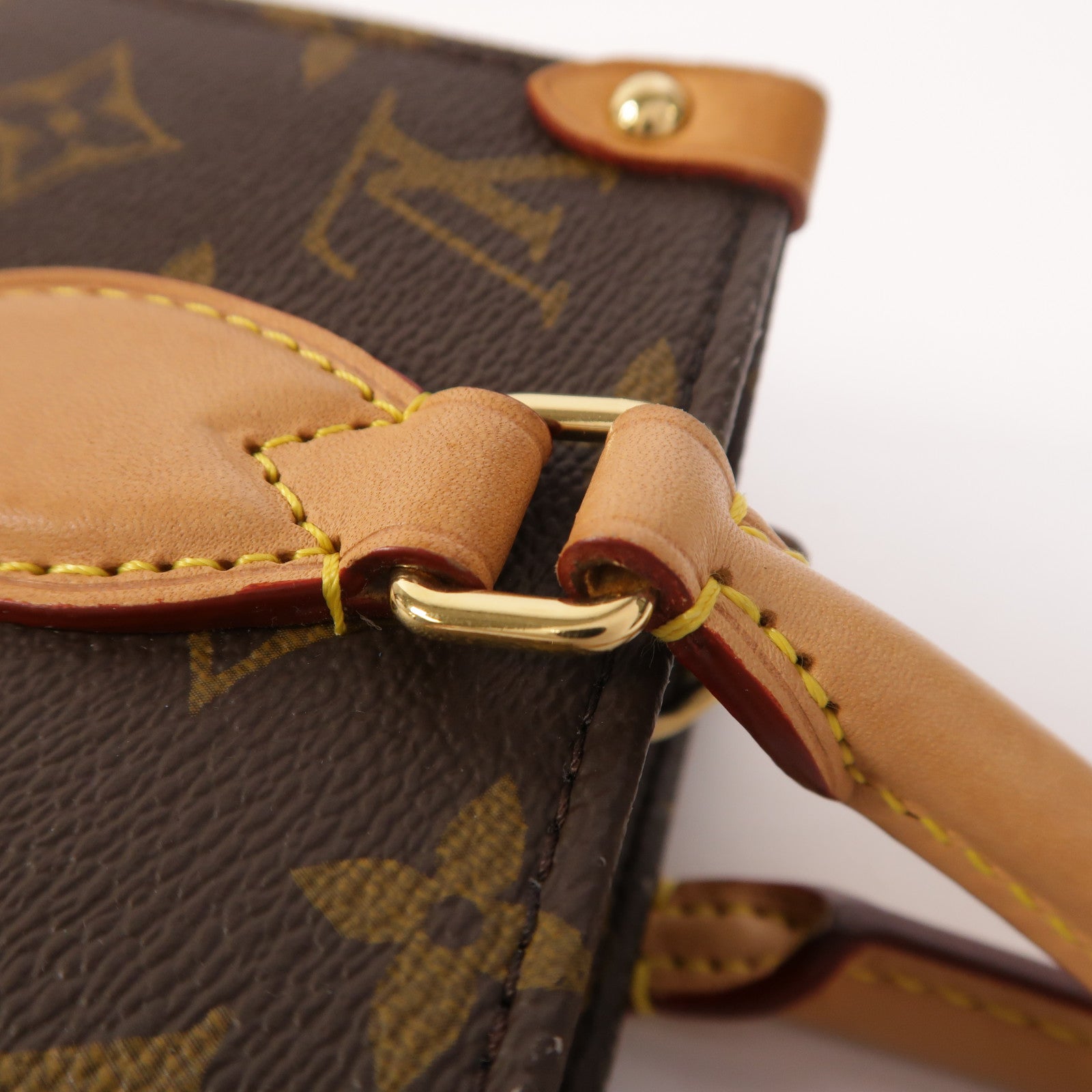LOUIS VUITTON Monogram Sac Plat BB金扣手挽肩背兩用袋棕色