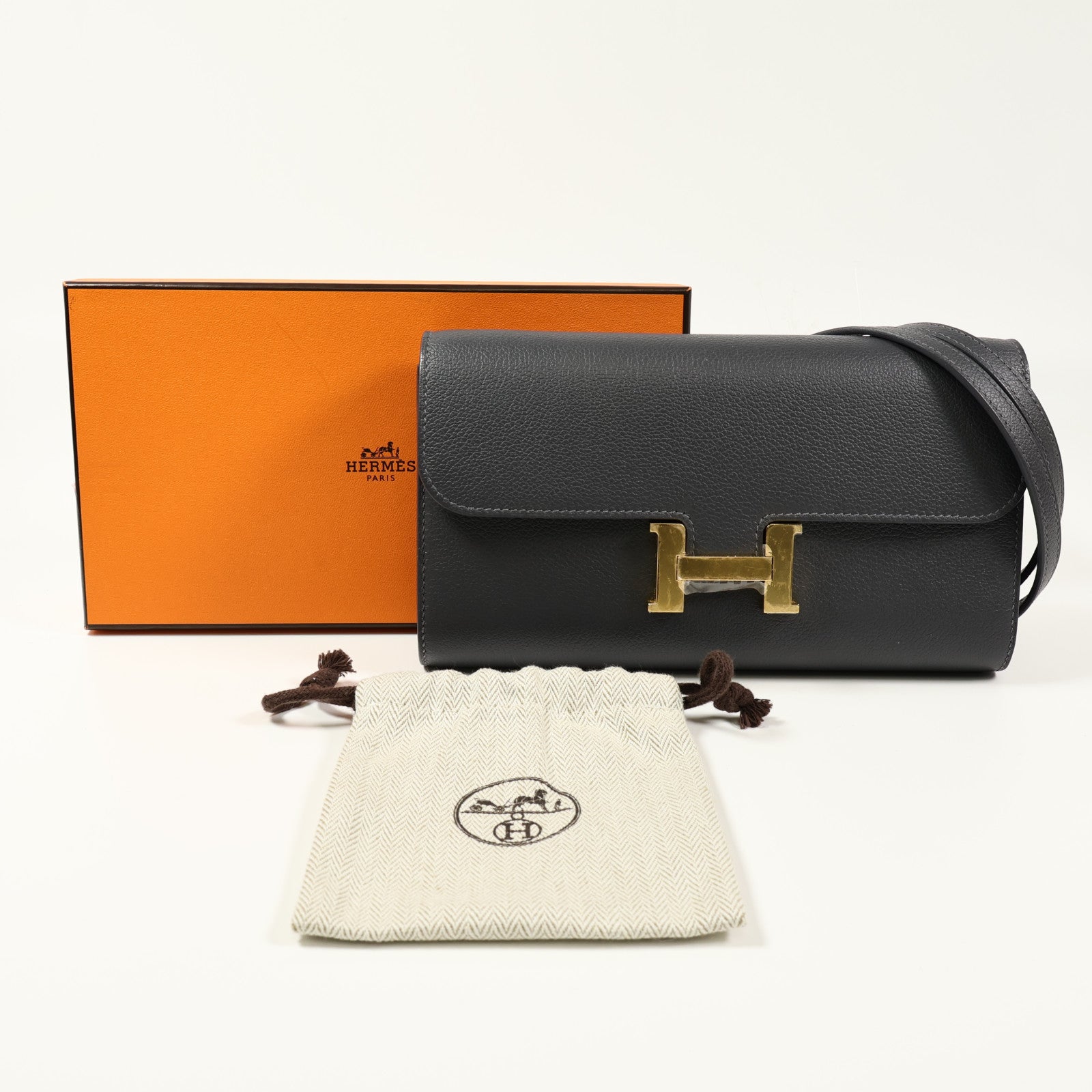 HERMES Evercolor皮革Constance To Go金扣肩背袋