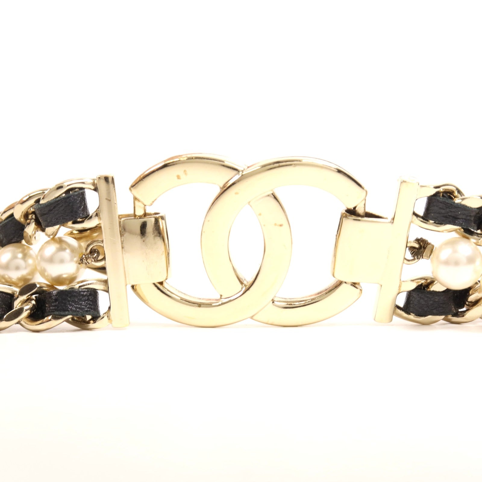 CHANEL 羊皮皮革Belt金扣皮帶