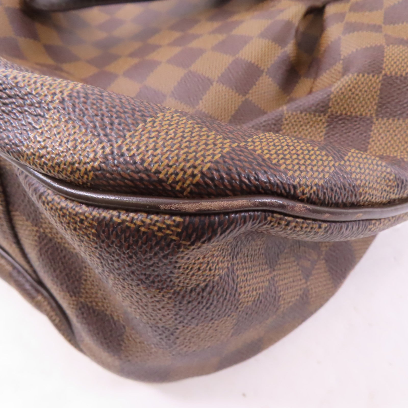 LOUIS VUITTON Damier Evora MM金扣手挽肩背兩用袋棕色
