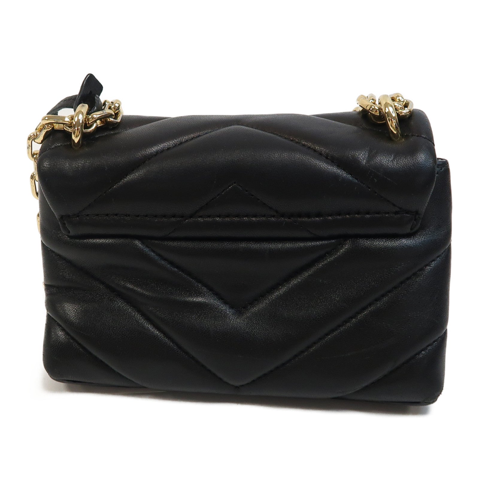 Michael Kors 牛皮皮革Chain Shoulder金扣鏈帶肩背袋黑色