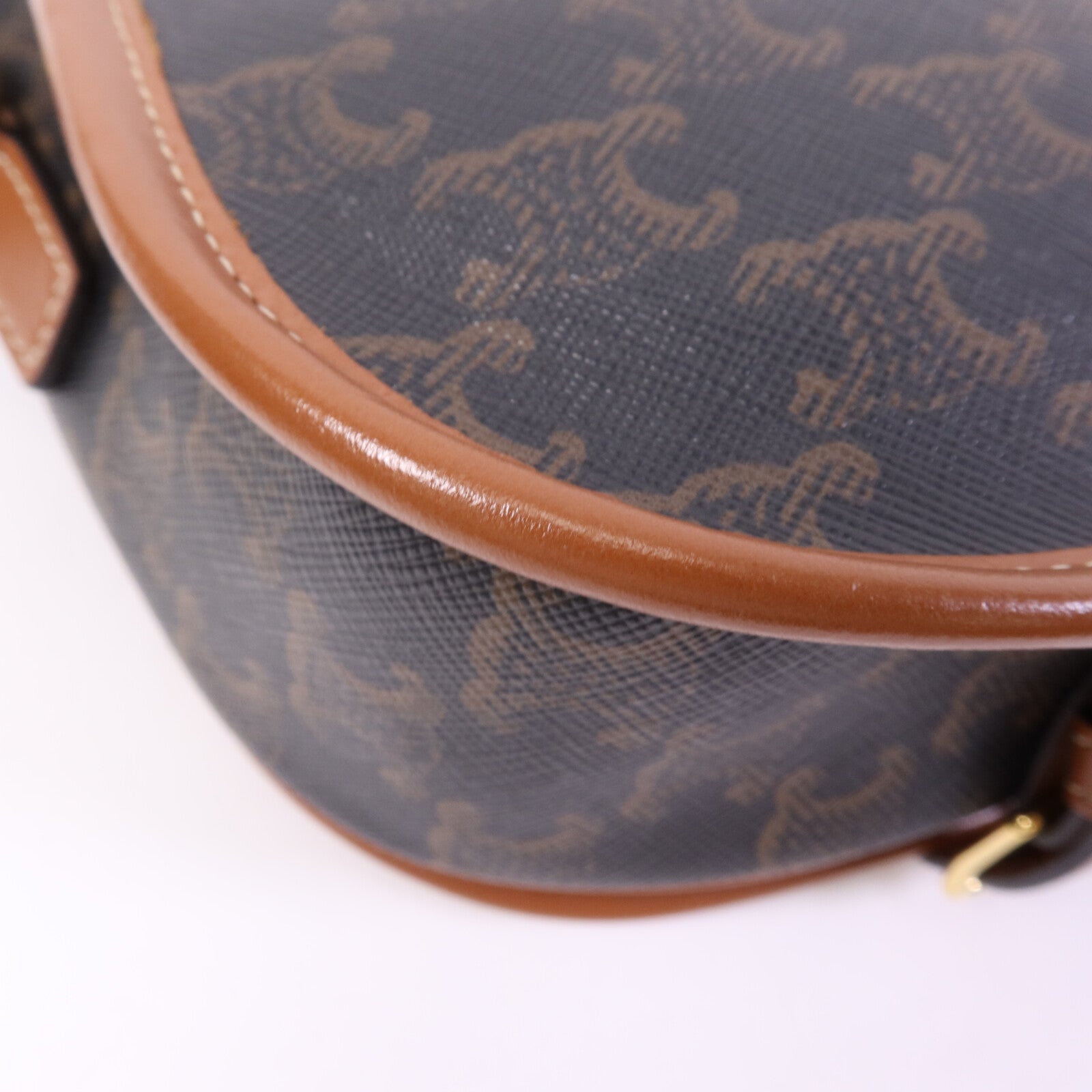 CELINE 塗層帆布Folco金扣肩背袋