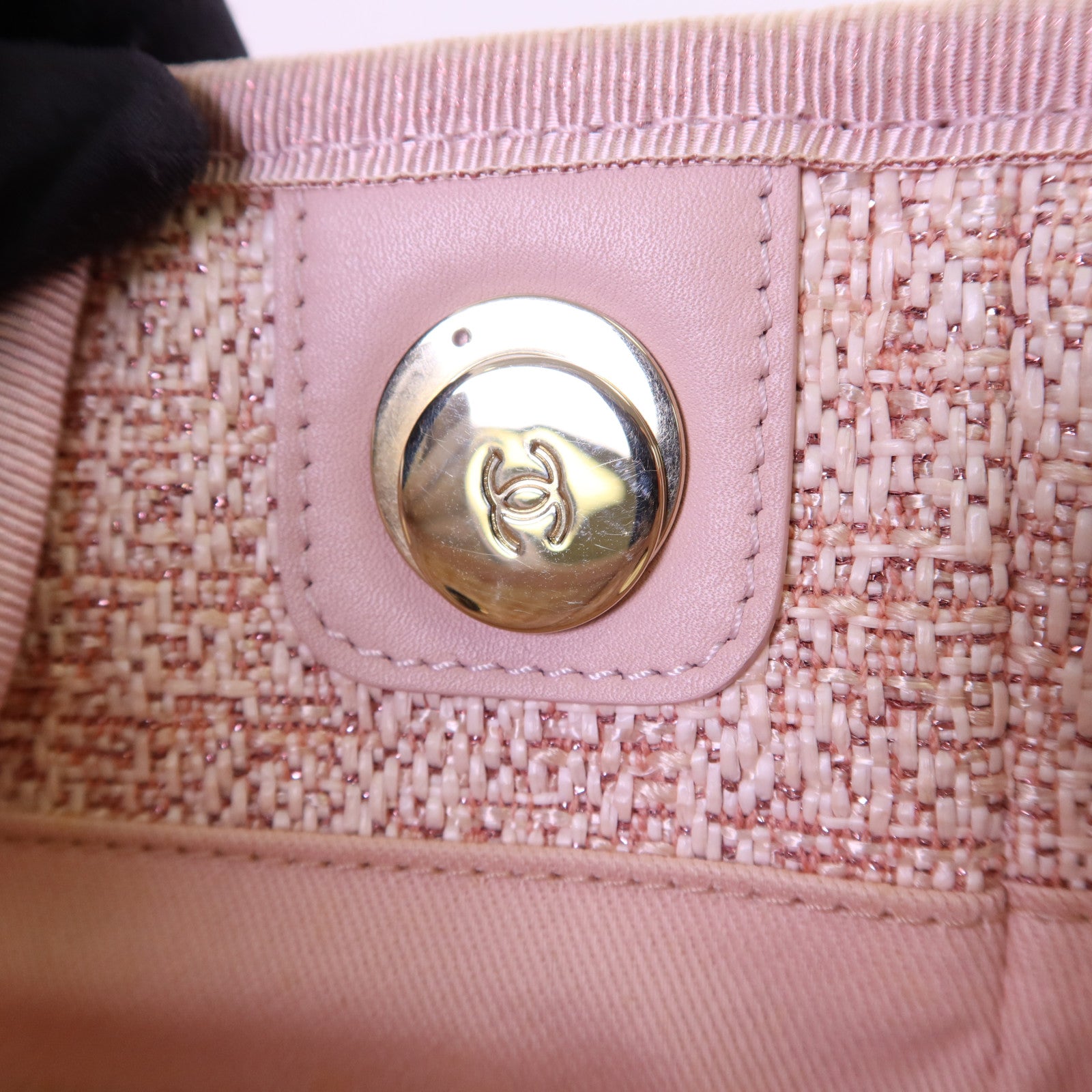 CHANEL 帆布Tote Bag金扣鏈帶手挽袋