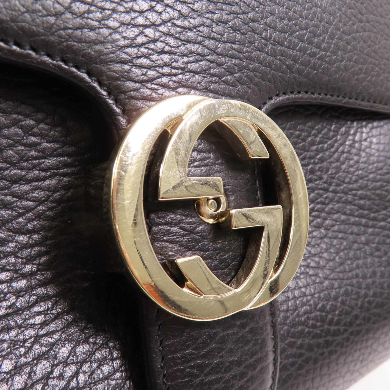 GUCCI 牛皮皮革Interlocking G Chain金扣手挽肩背兩用袋