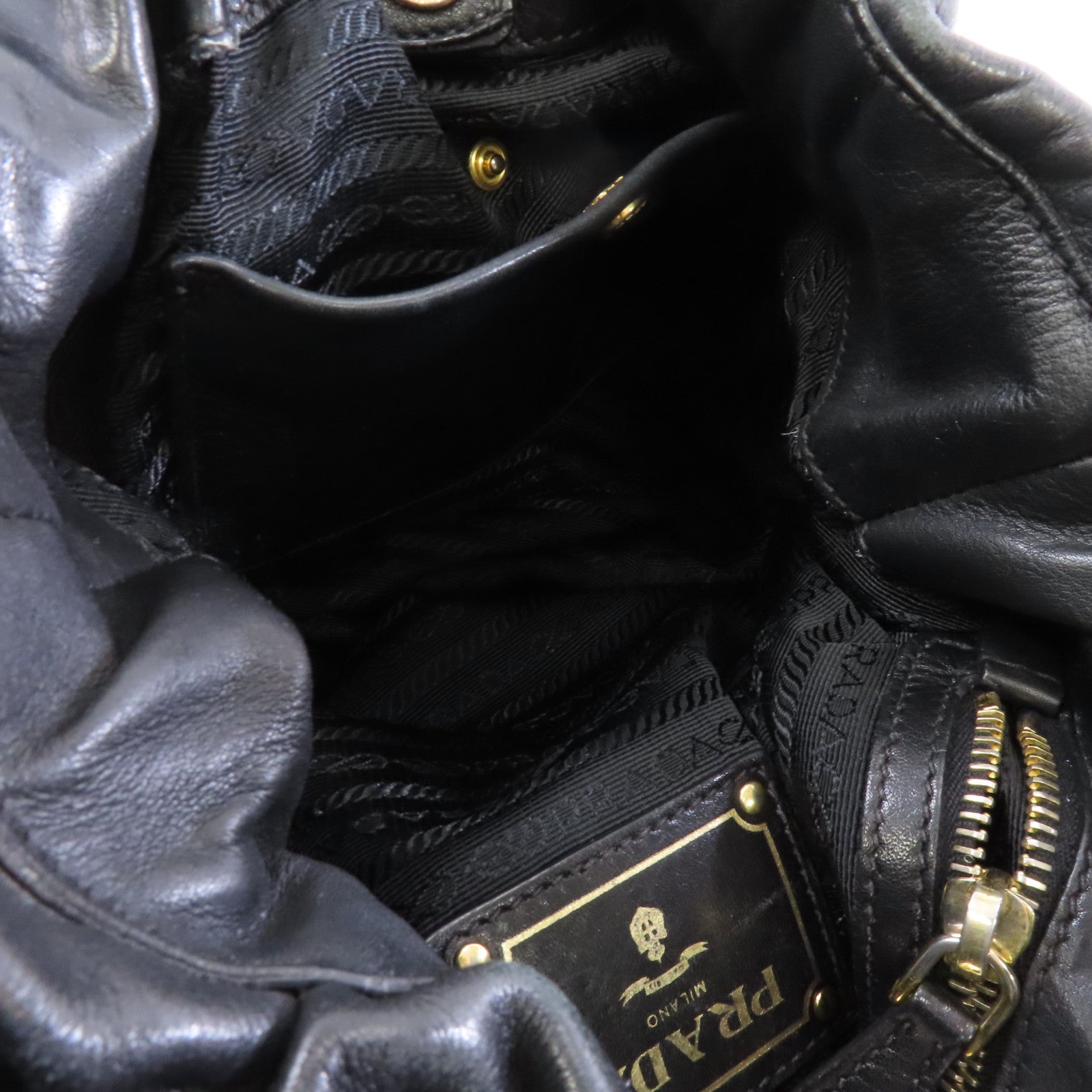 PRADA 皮革Shoulder Bag金扣肩背袋黑色
