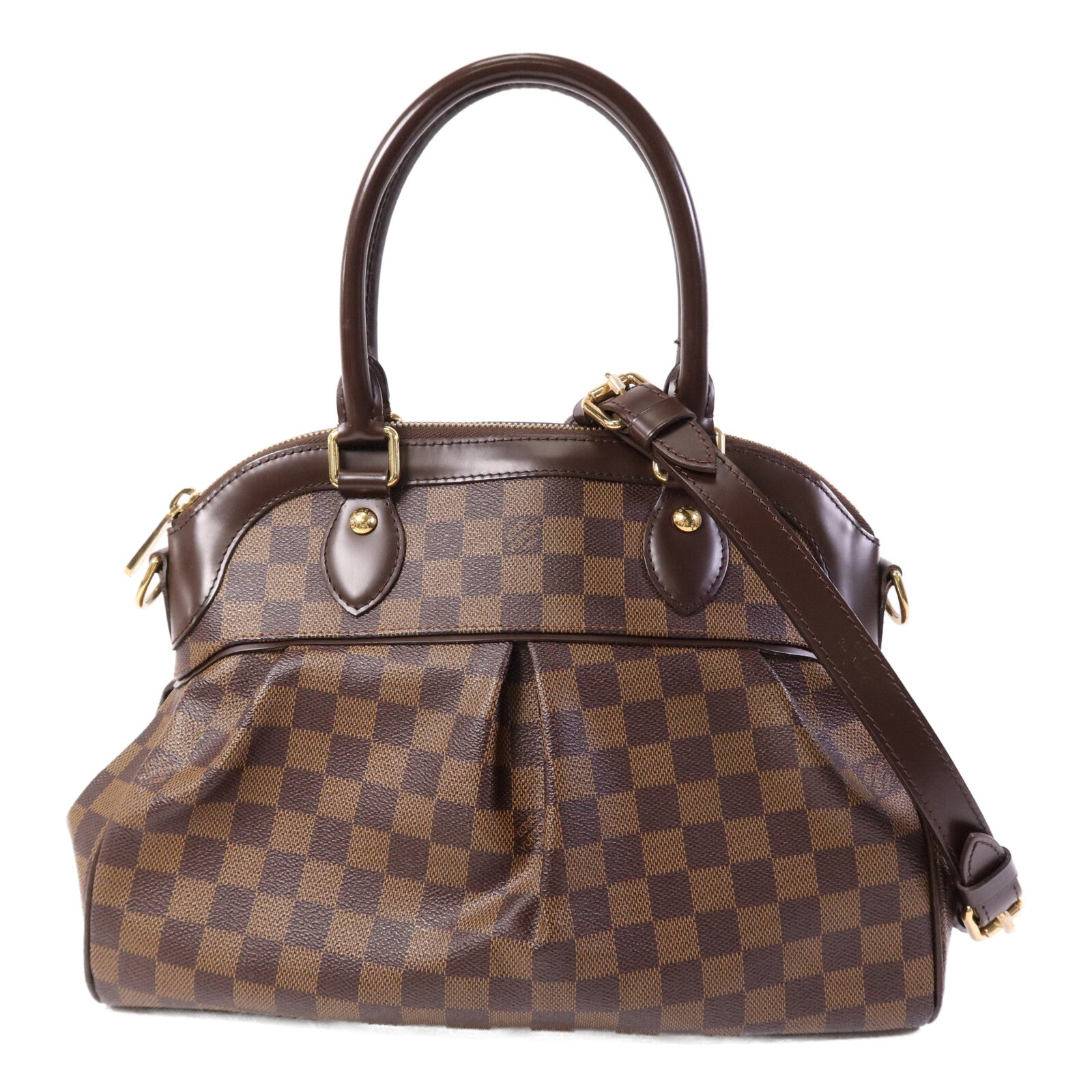 LOUIS VUITTON Damier Trevi金扣手挽肩背兩用袋
