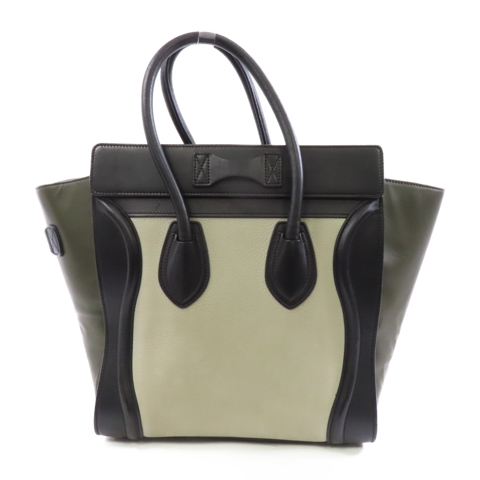 CELINE 牛皮皮革Micro Laggage金扣手挽袋灰色/黑色/深綠色