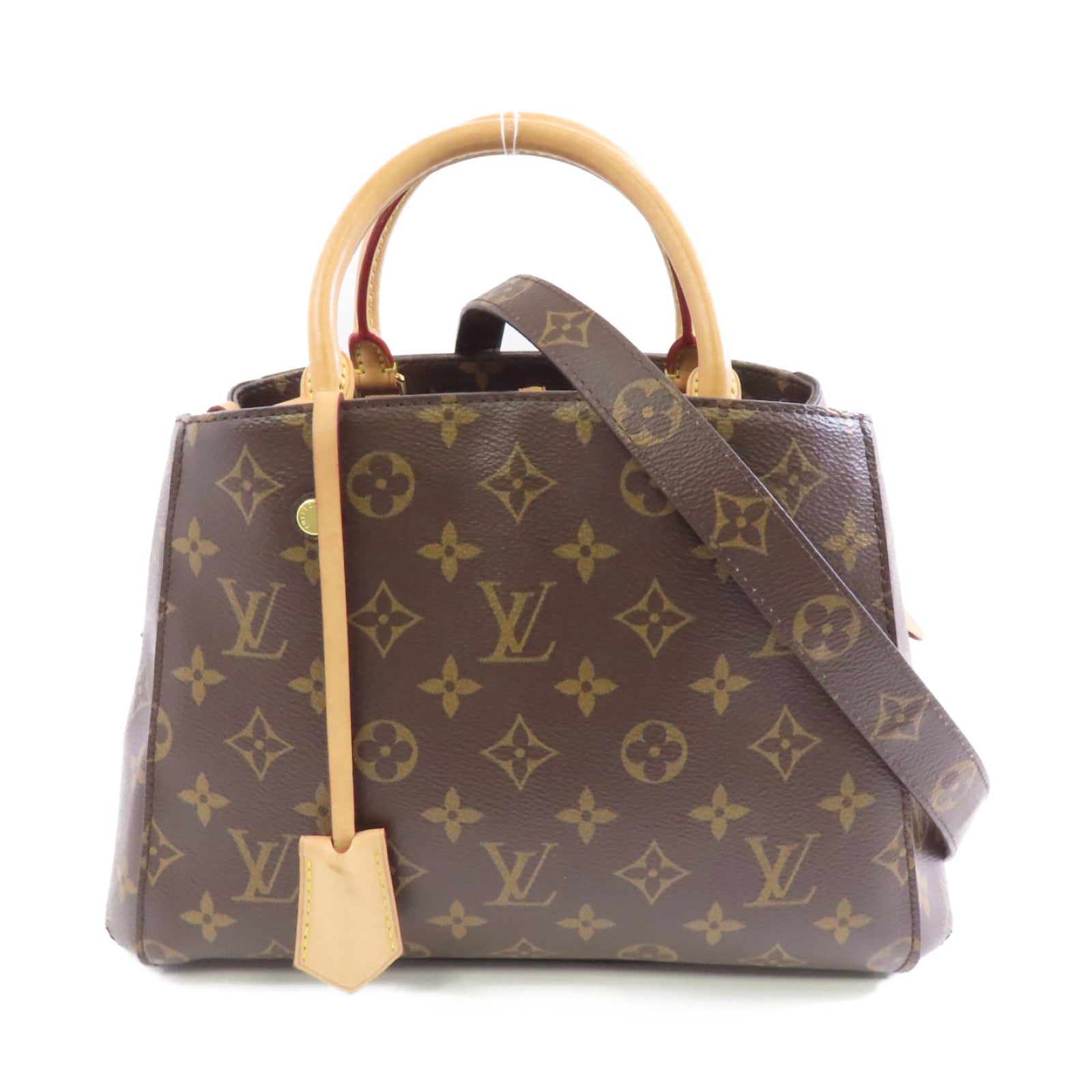 LOUIS VUITTON Monogram Montaigne BB金扣手挽肩背兩用袋啡色