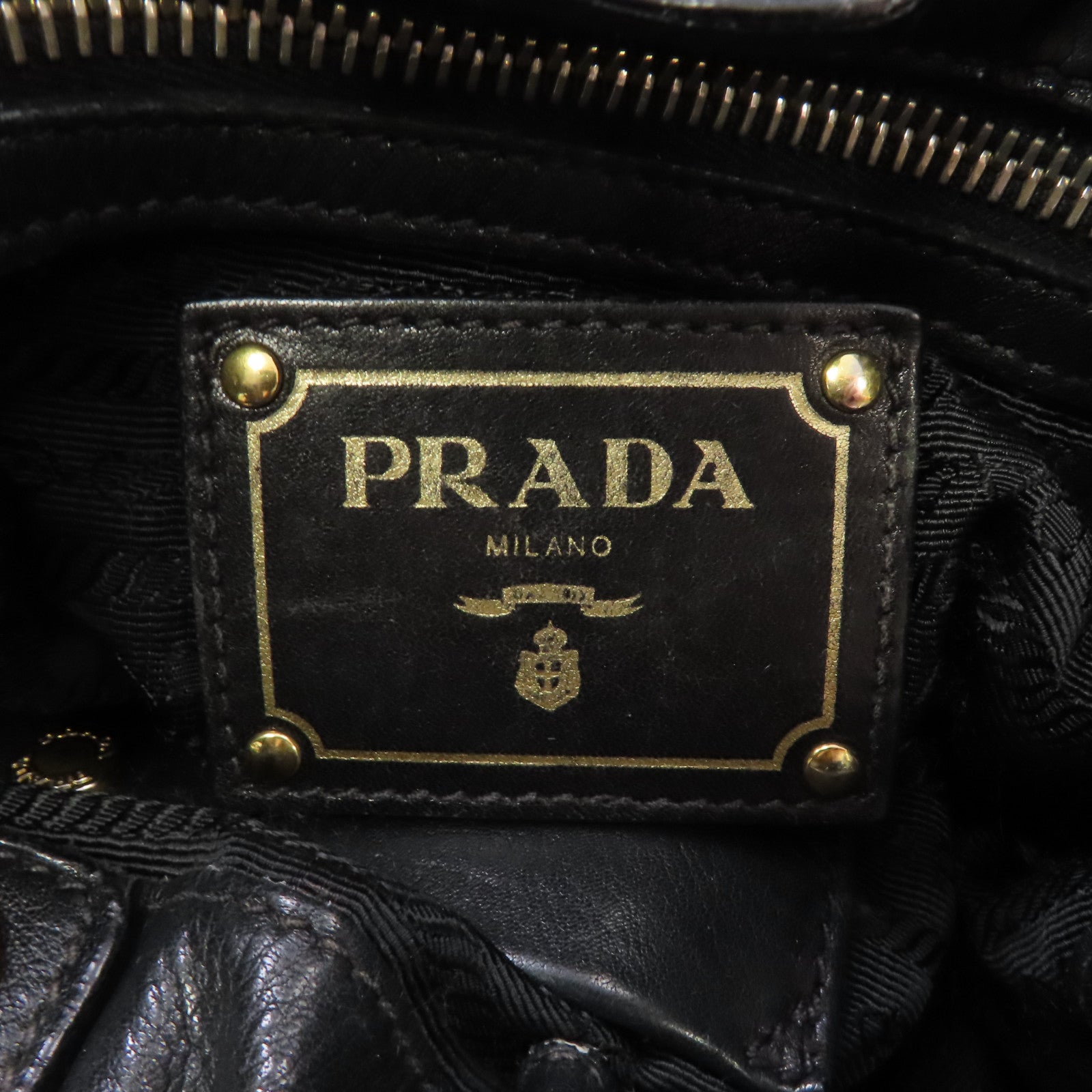 PRADA 皮革Shoulder Bag金扣肩背袋黑色