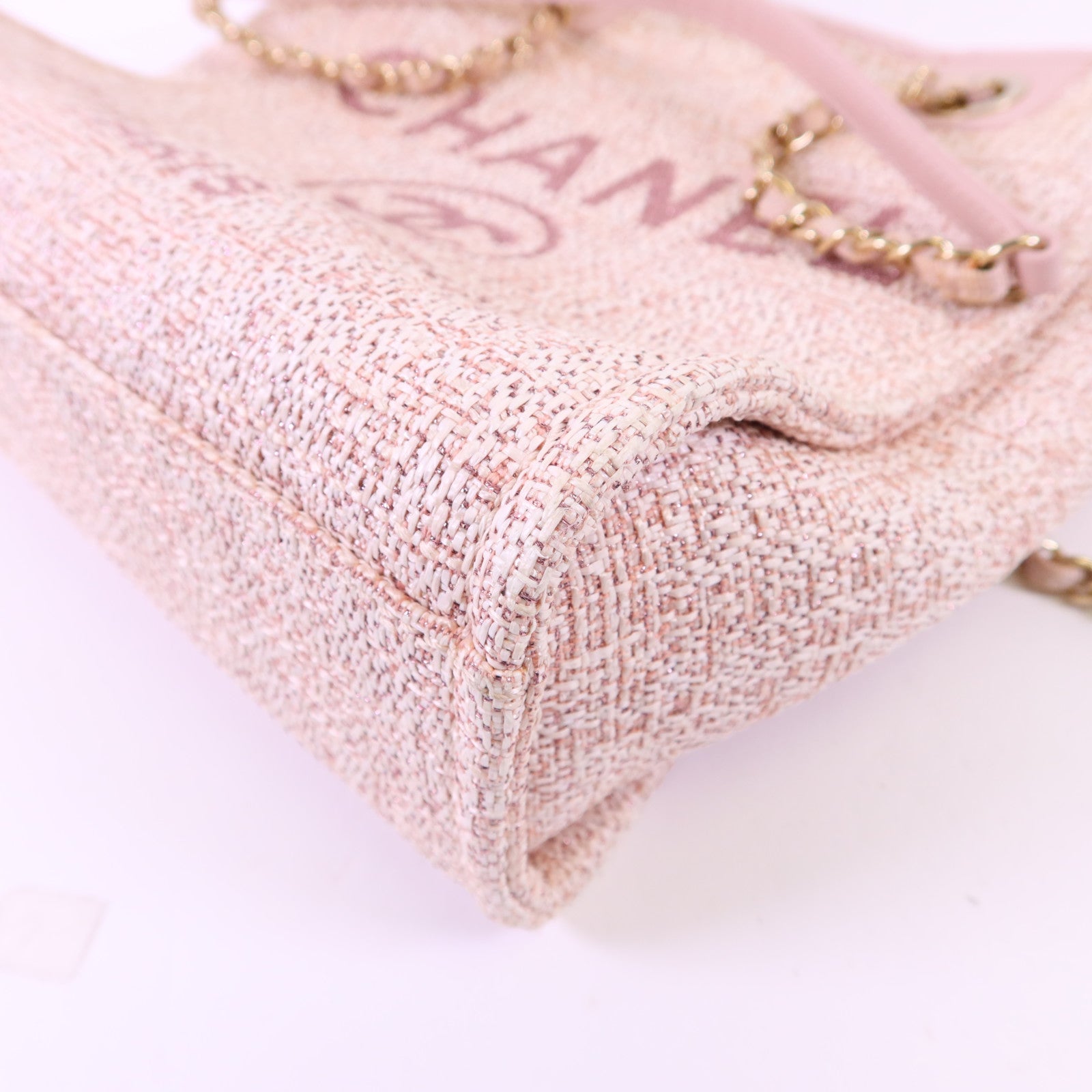 CHANEL 帆布Tote Bag金扣鏈帶手挽袋