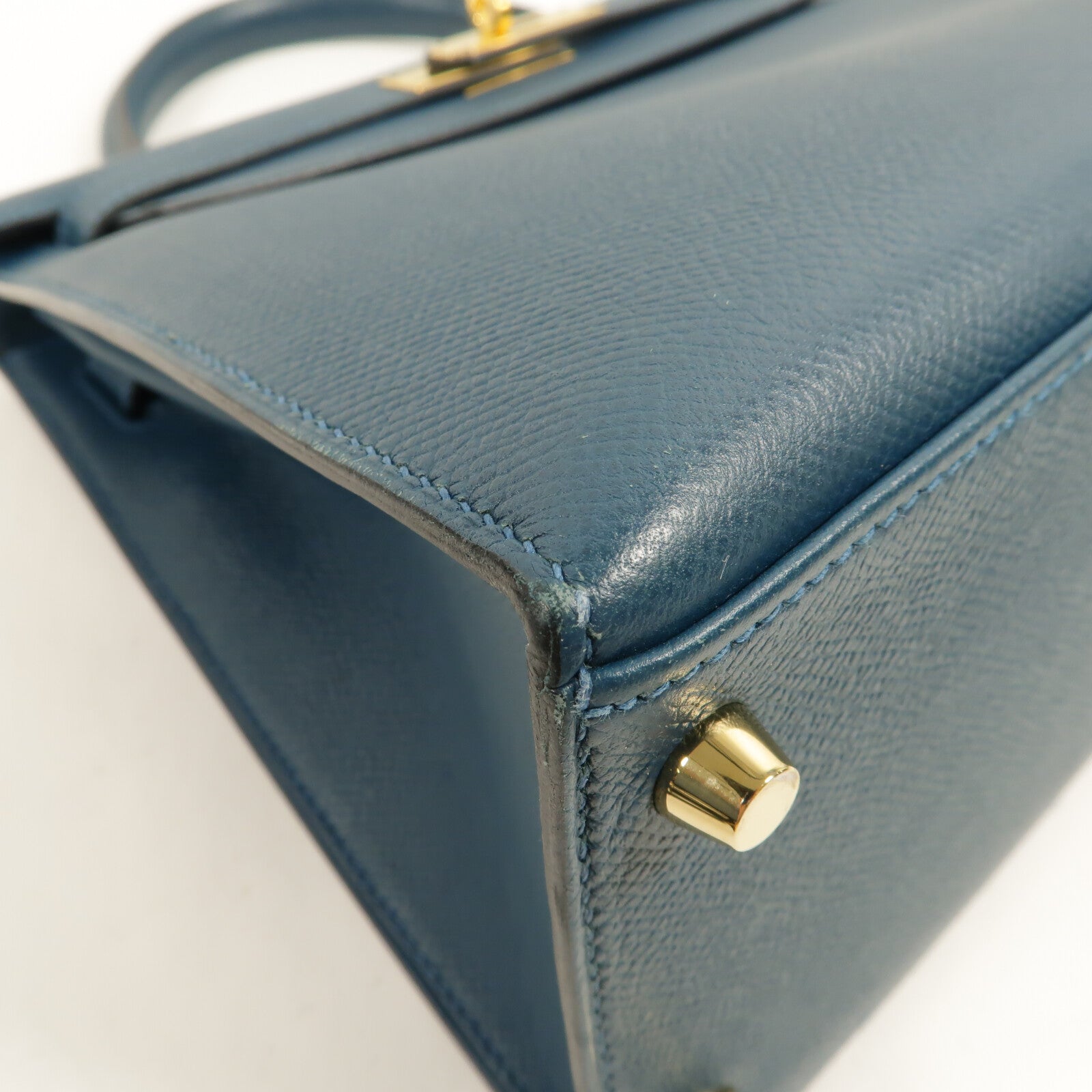 HERMES Epsom皮革Kelly 28手挽肩背兩用袋Bleu Colvert