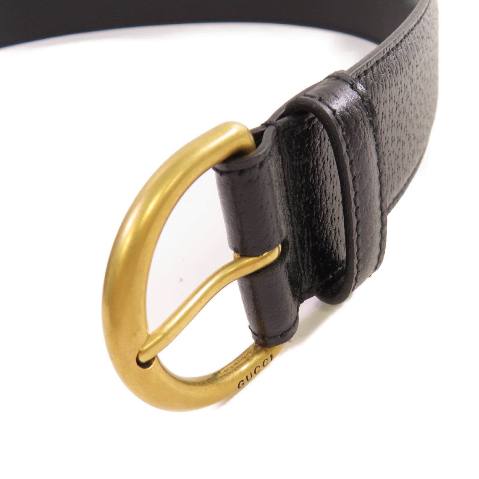 GUCCI 【激減優惠】牛皮皮革GG Marmont Wide Belt金扣皮帶黑色