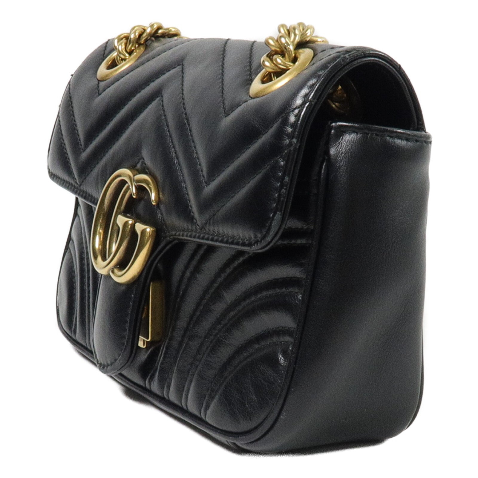 GUCCI 牛皮皮革GG Marmont Small鏈帶肩背袋