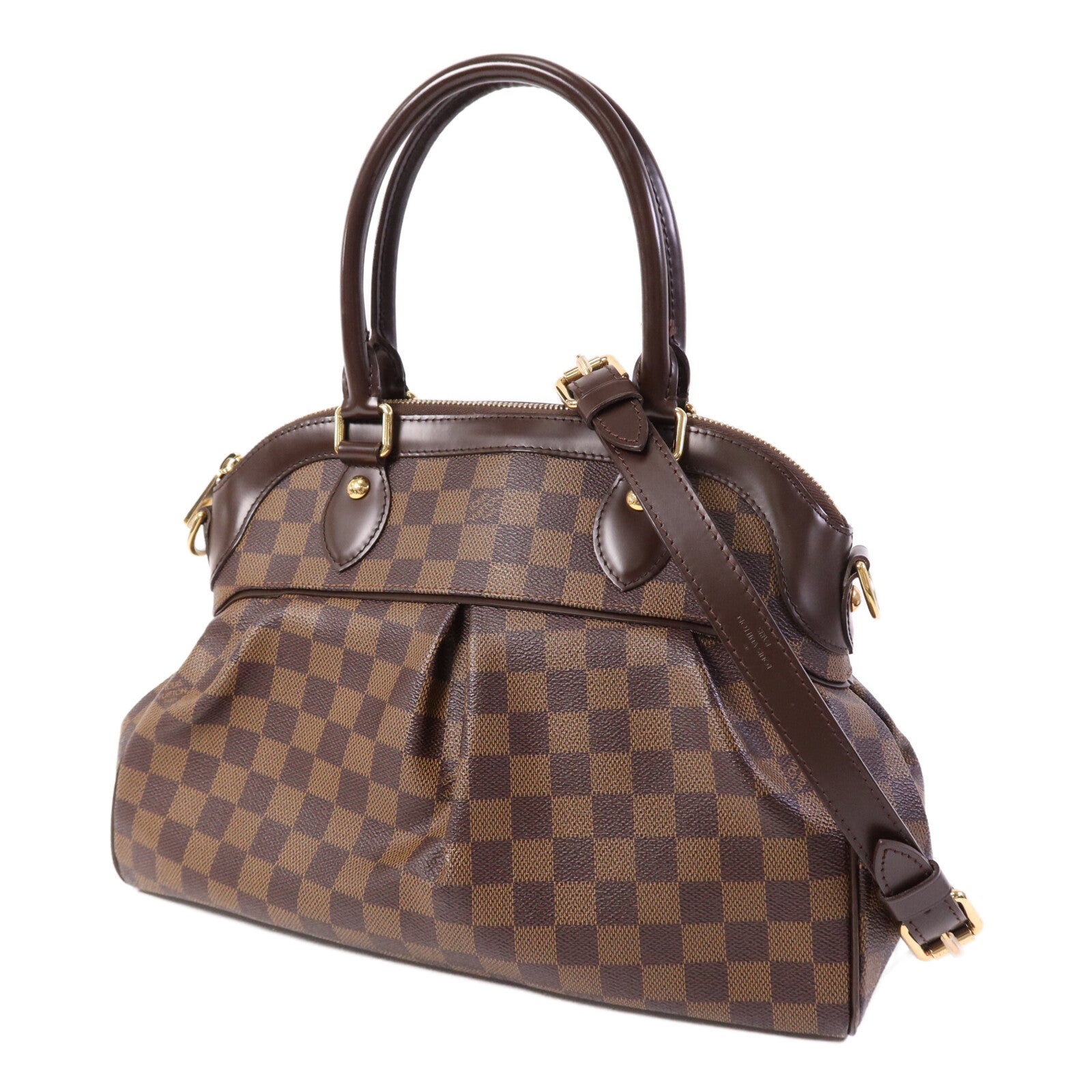 LOUIS VUITTON Damier Trevi金扣手挽肩背兩用袋