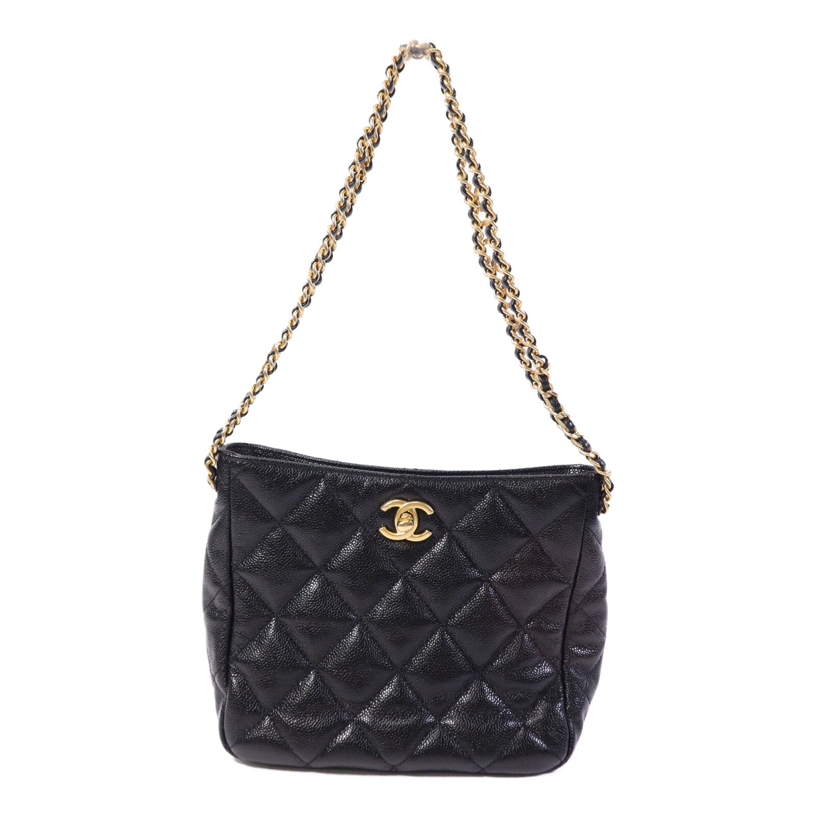 CHANEL 牛皮皮革Hobo Bag金扣鏈帶肩背袋