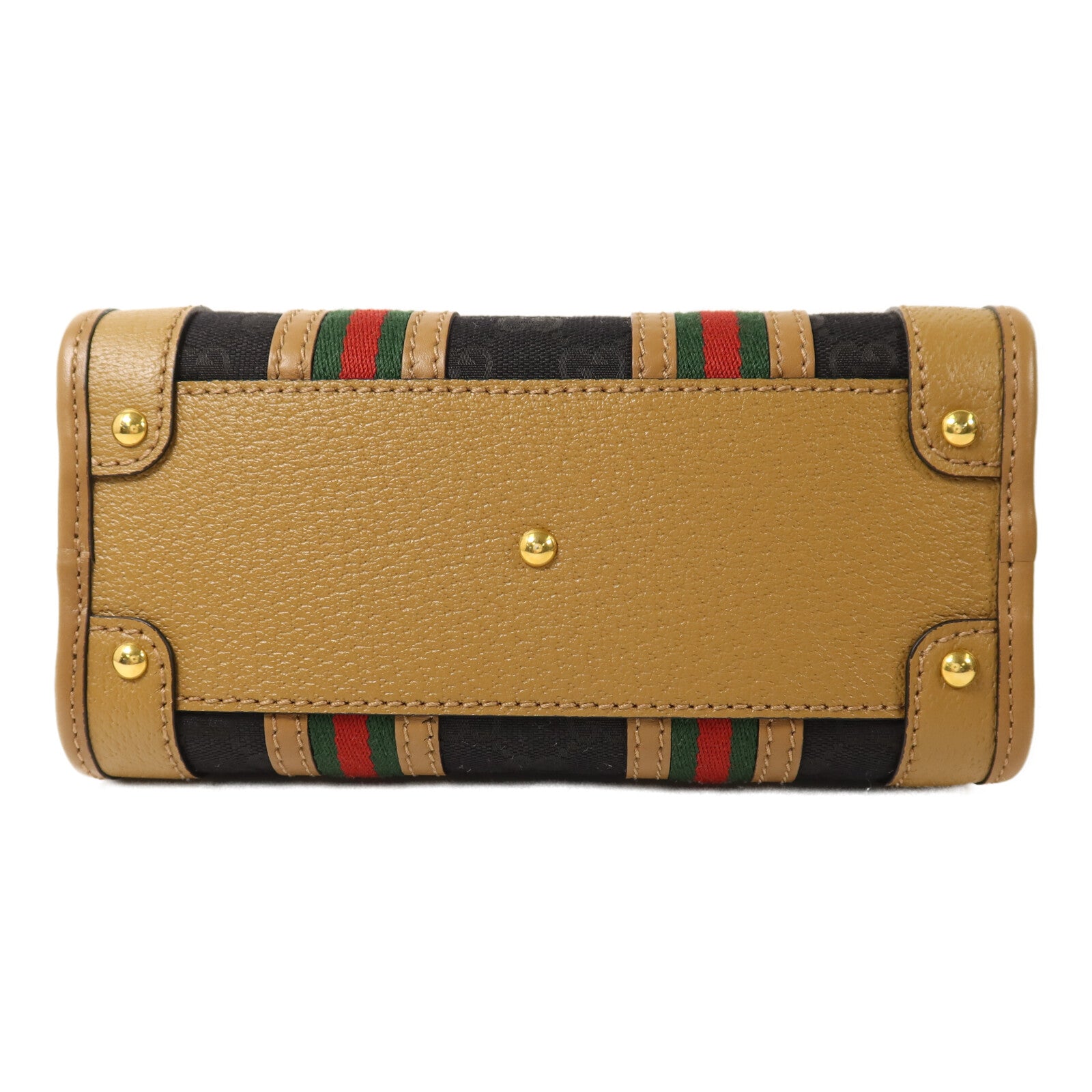 GUCCI 帆布/皮革Mini Top Handle金扣手挽肩背兩用袋