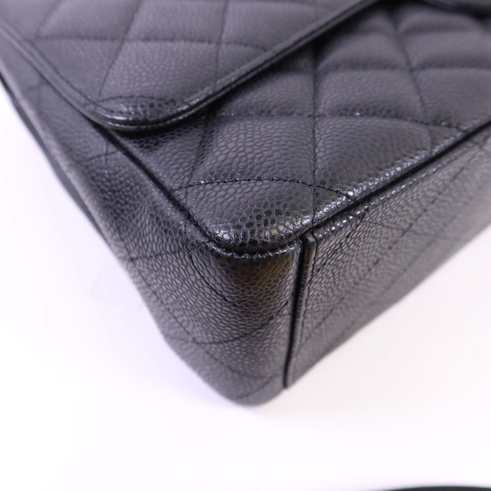 CHANEL 牛皮皮革Classic Maxi銀扣鏈帶肩背袋