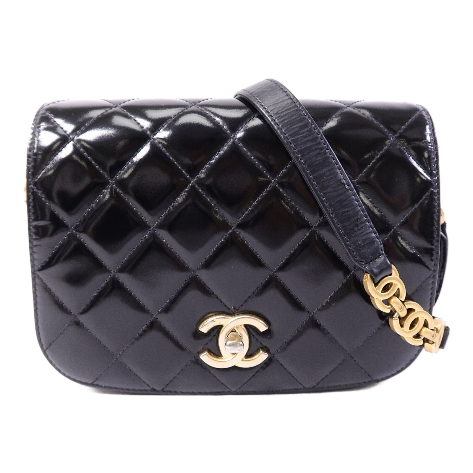 CHANEL 漆皮/麂皮皮革Mini Messenger肩背袋
