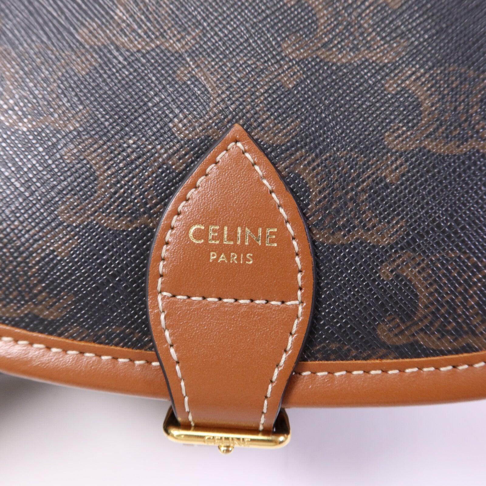 CELINE 塗層帆布Folco金扣肩背袋