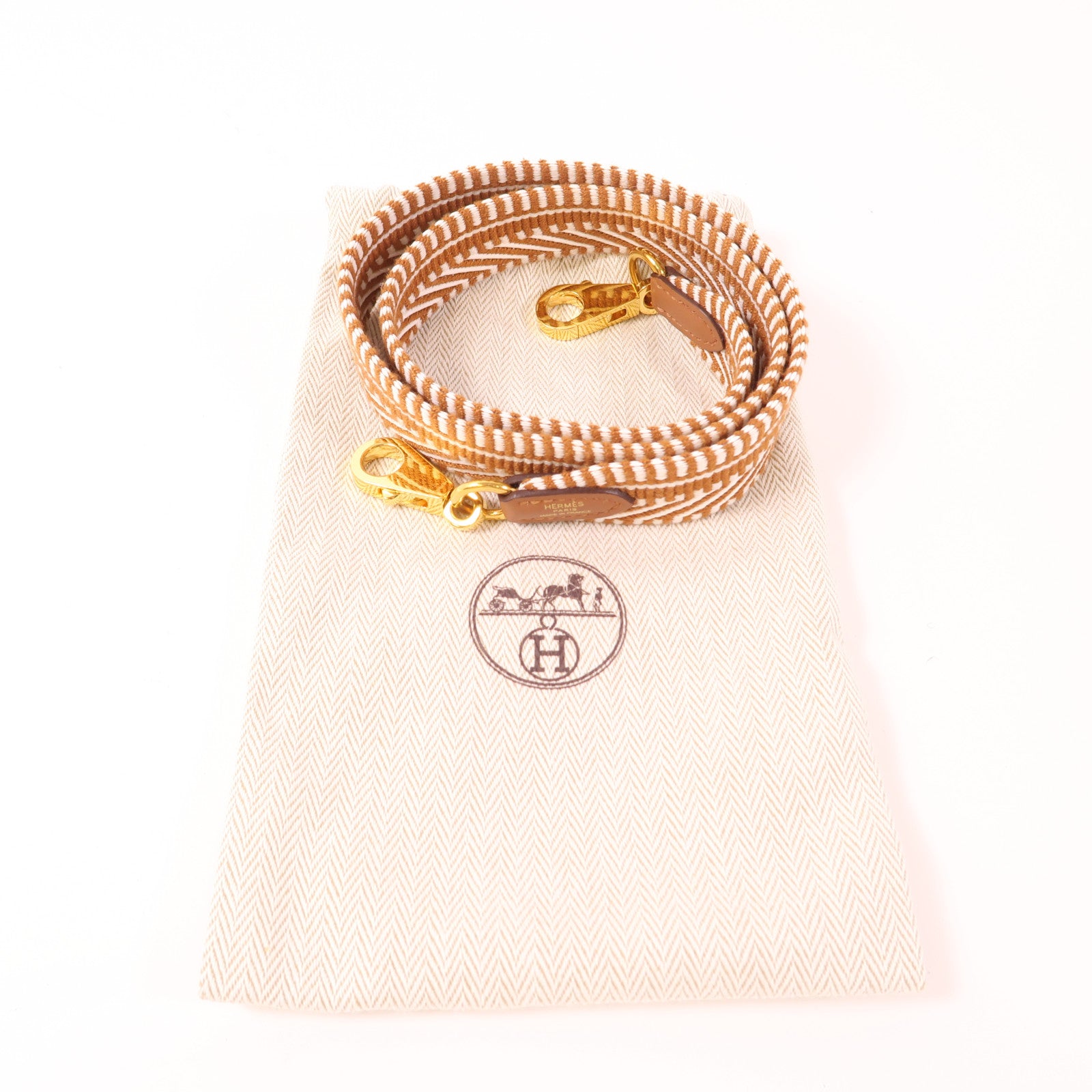 HERMES 帆布Strap金扣肩背帶