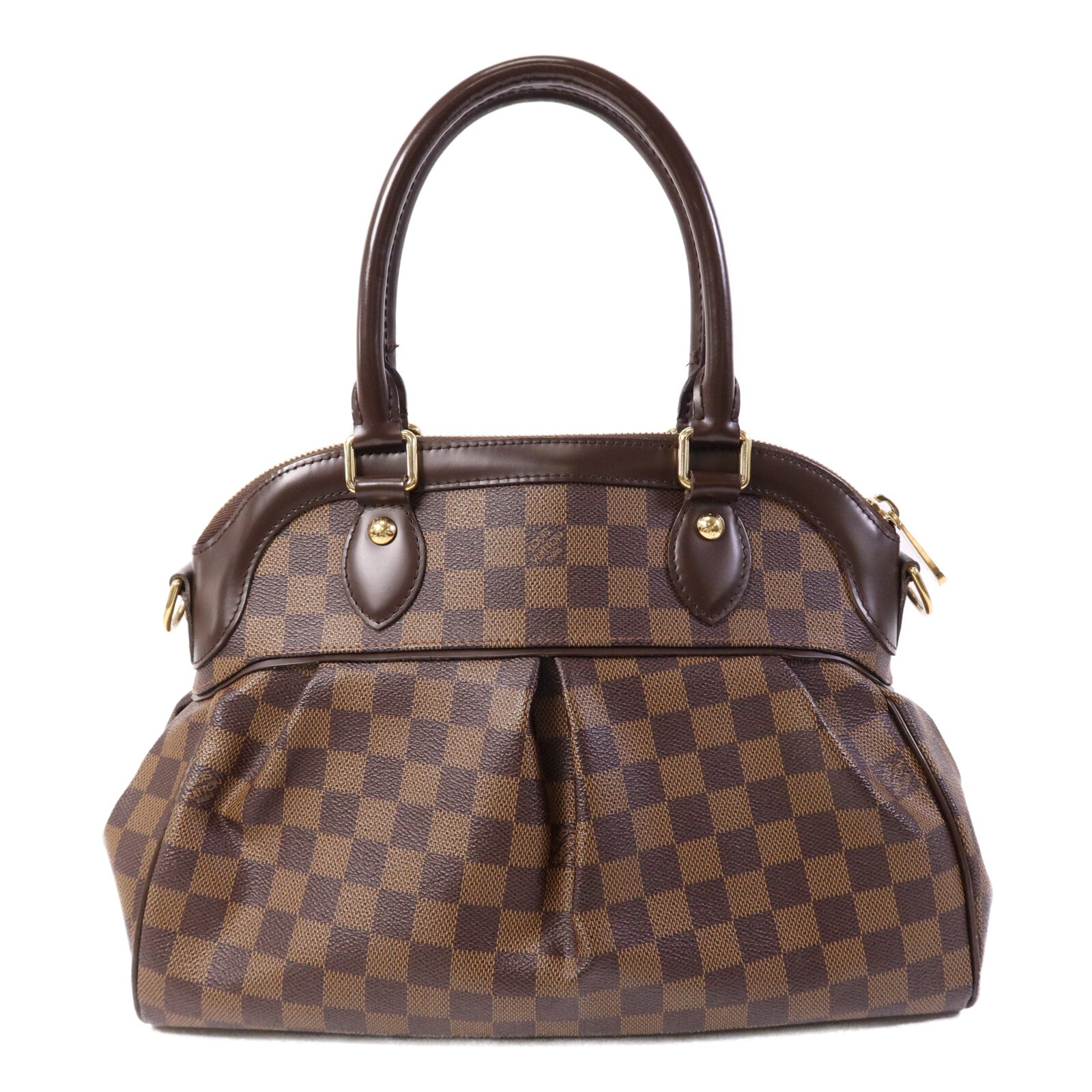 LOUIS VUITTON Damier Trevi金扣手挽肩背兩用袋