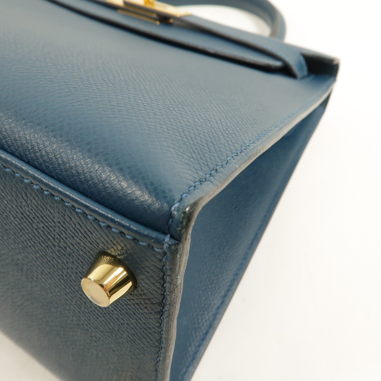 HERMES Epsom皮革Kelly 28手挽肩背兩用袋Bleu Colvert