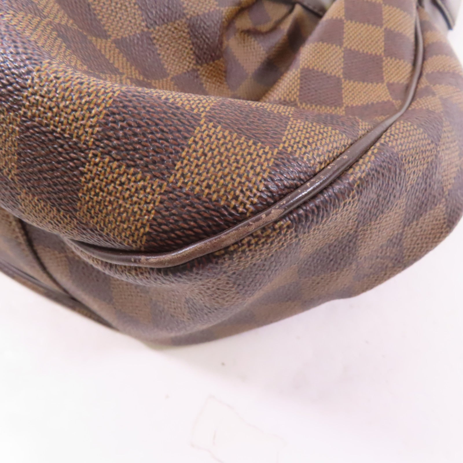LOUIS VUITTON Damier Evora MM金扣手挽肩背兩用袋棕色