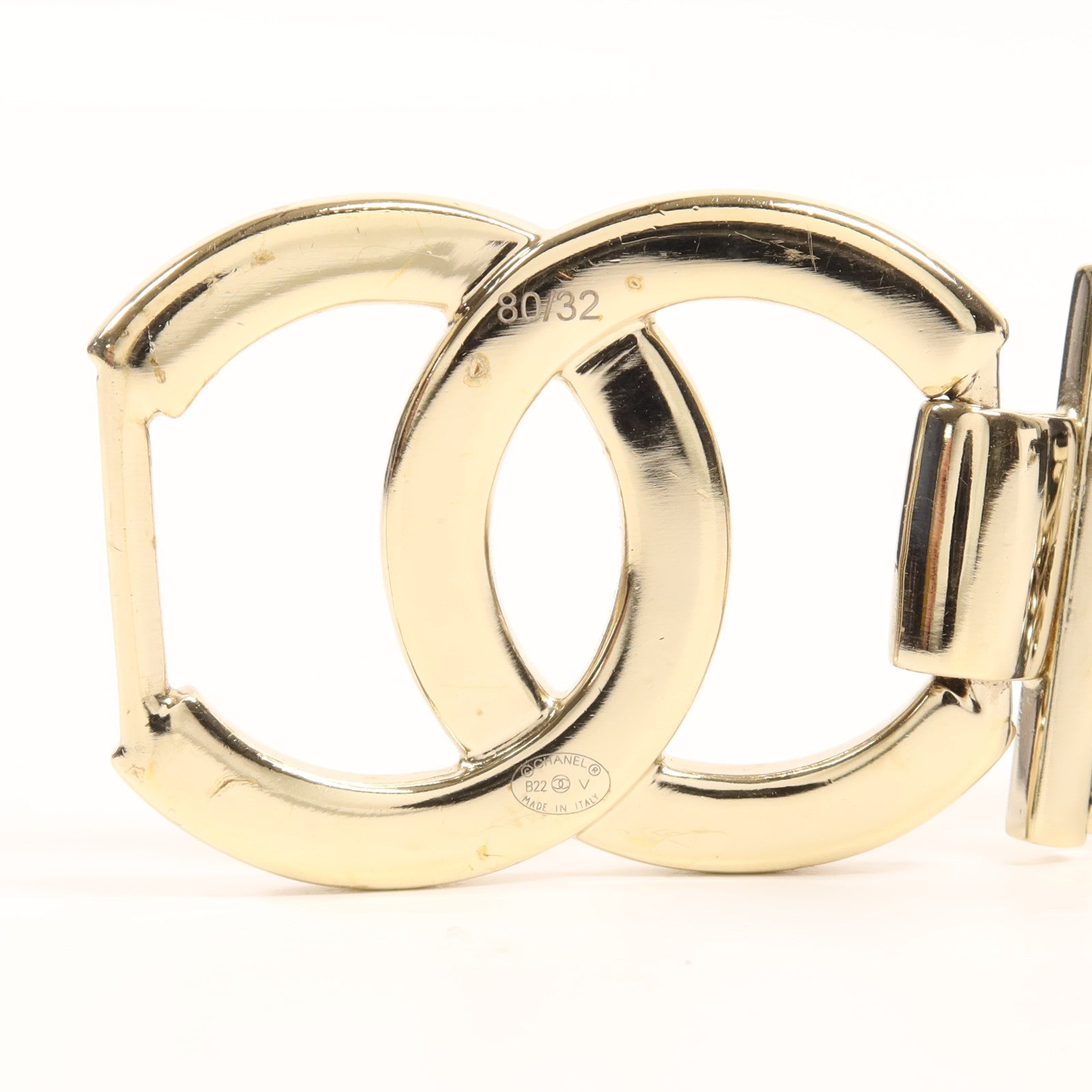 CHANEL 羊皮皮革Belt金扣皮帶