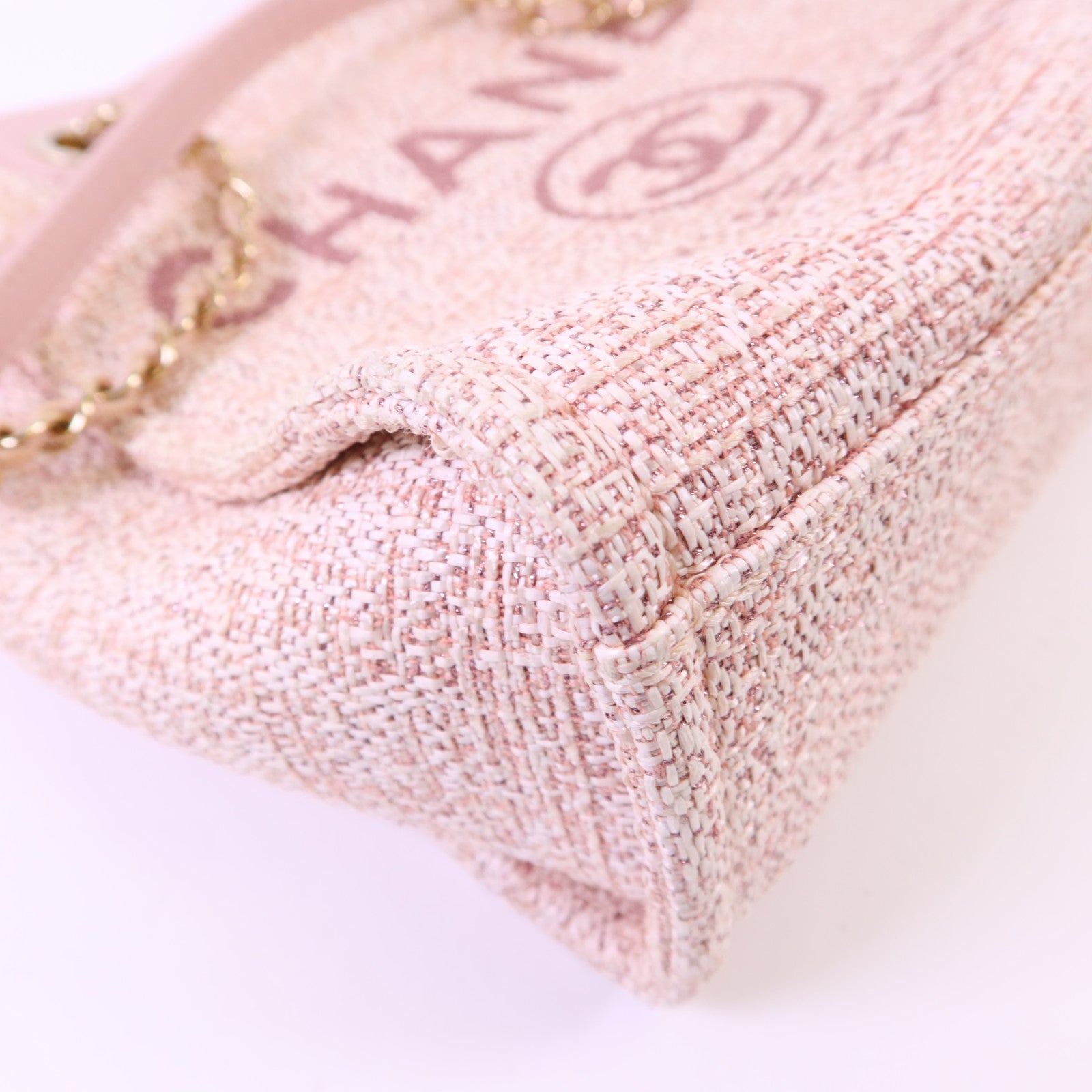 CHANEL 帆布Tote Bag金扣鏈帶手挽袋