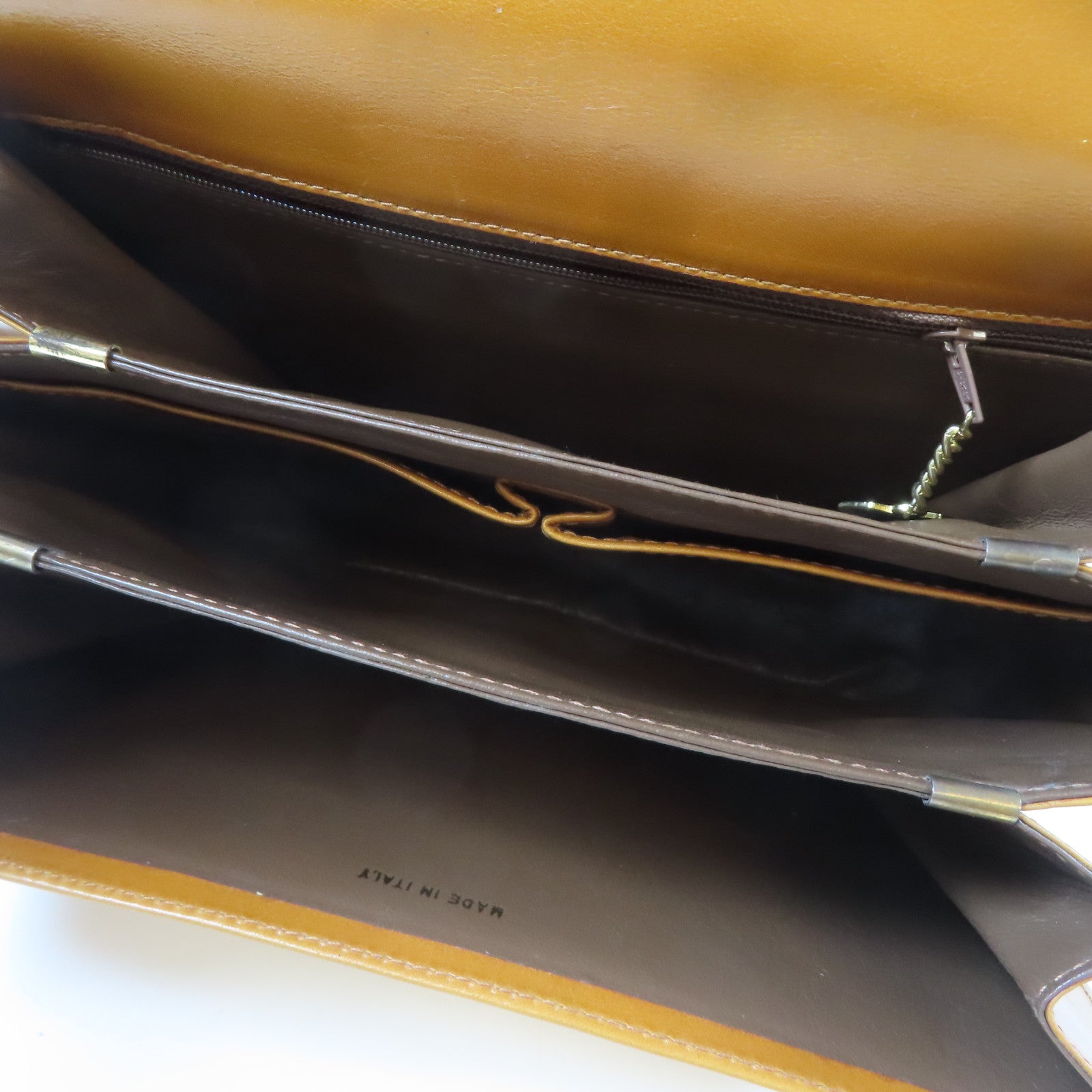 CELINE 牛皮皮革Shoulder Bag金扣金扣肩背袋啡色