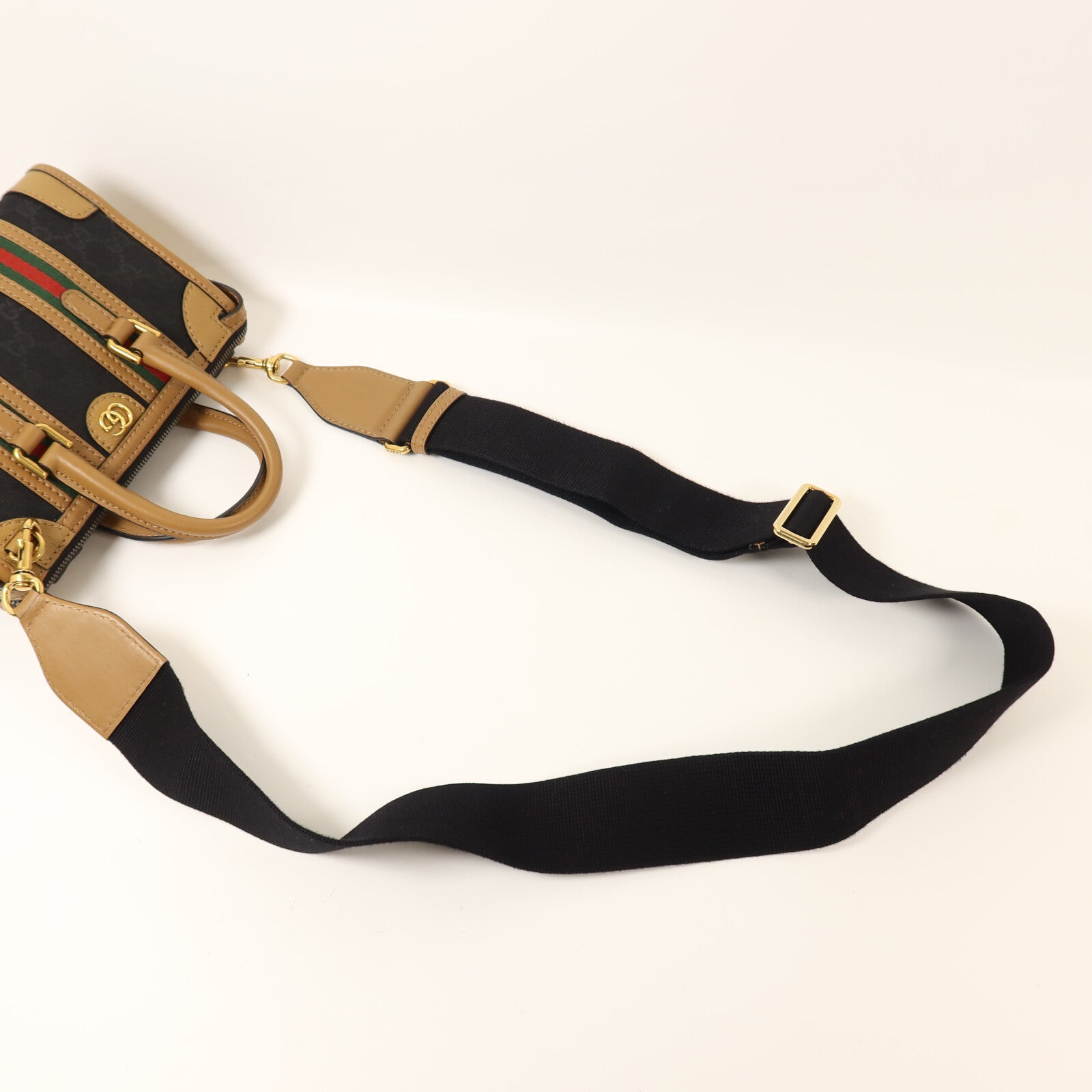 GUCCI 帆布/皮革Mini Top Handle金扣手挽肩背兩用袋
