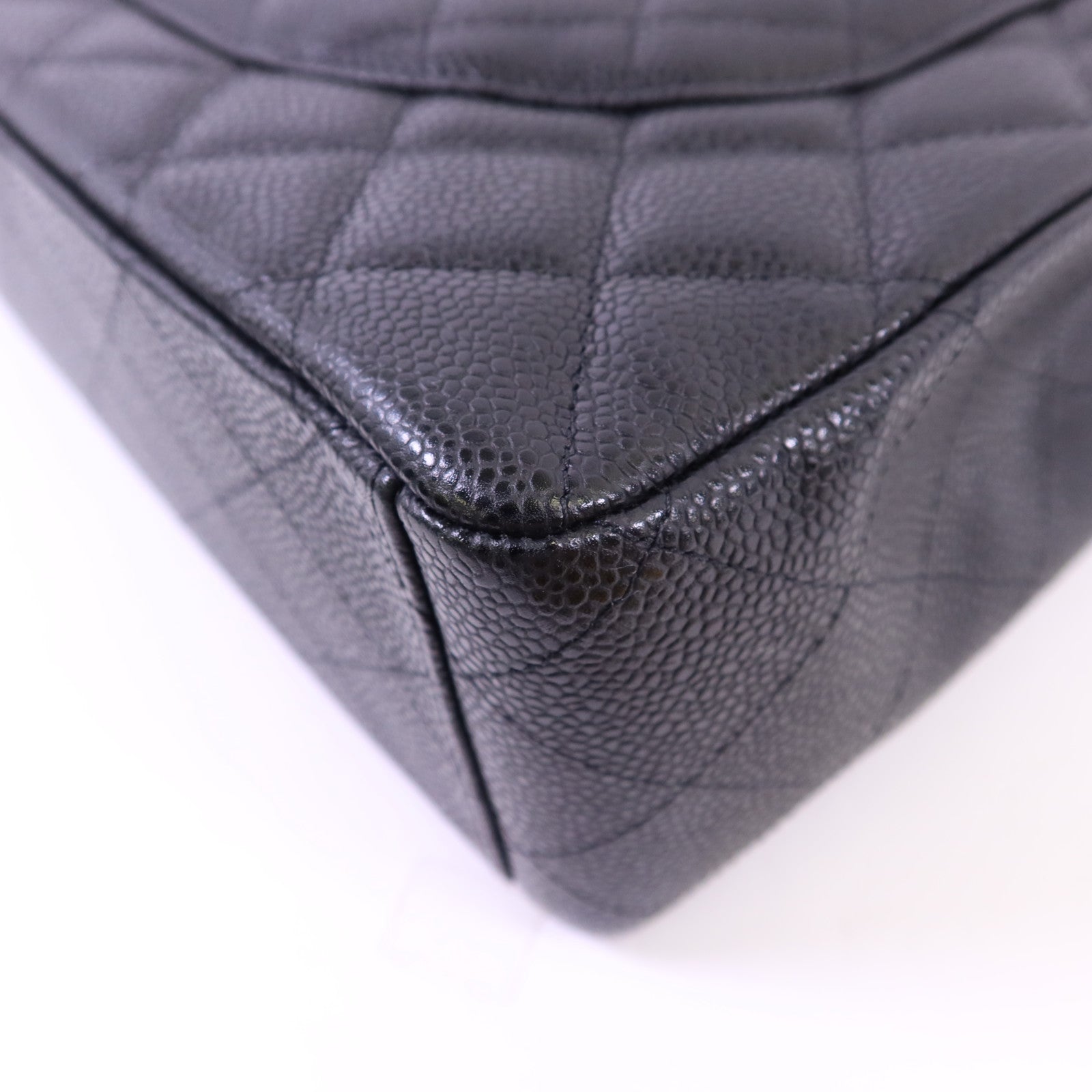 CHANEL 牛皮皮革Classic Maxi銀扣鏈帶肩背袋