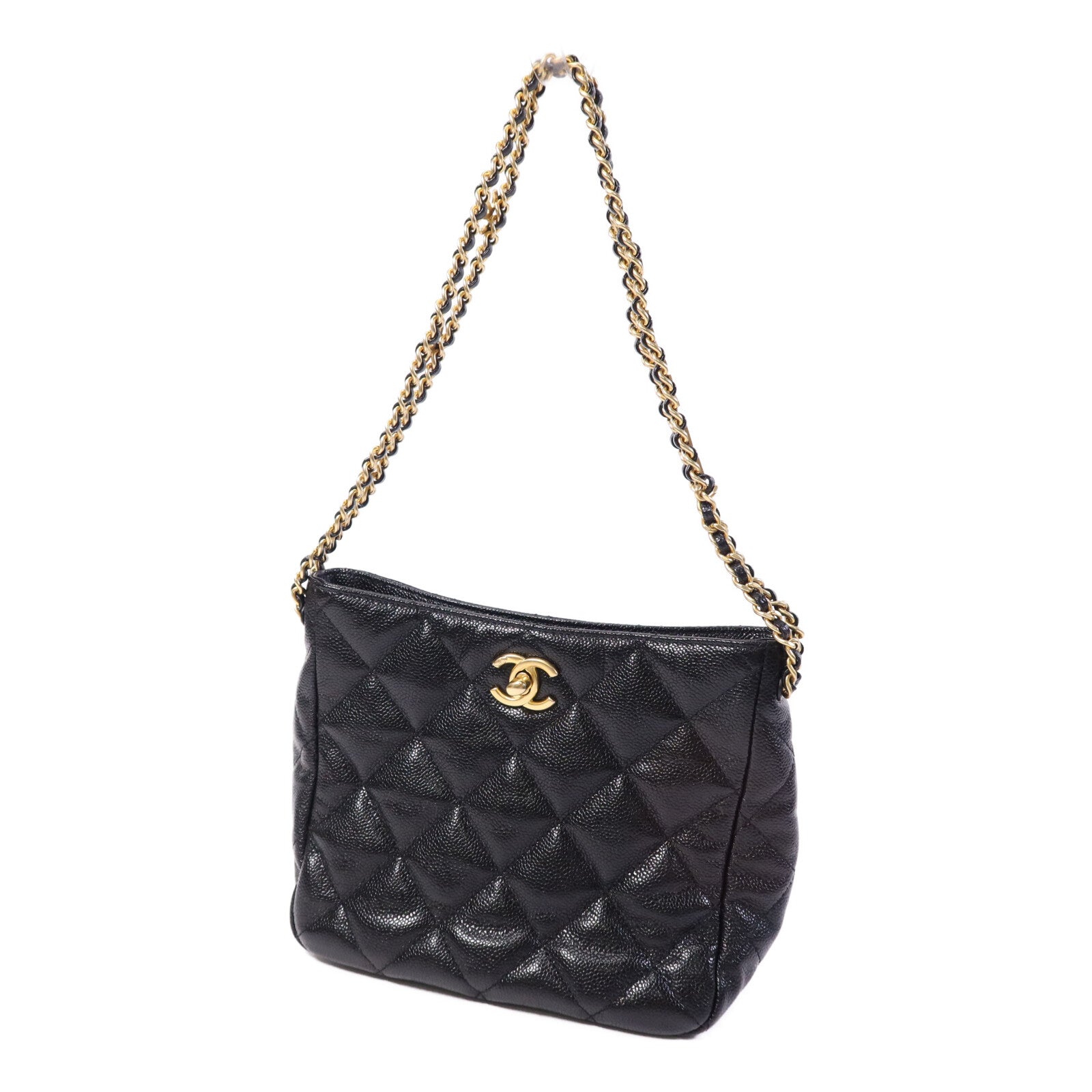 CHANEL 牛皮皮革Hobo Bag金扣鏈帶肩背袋