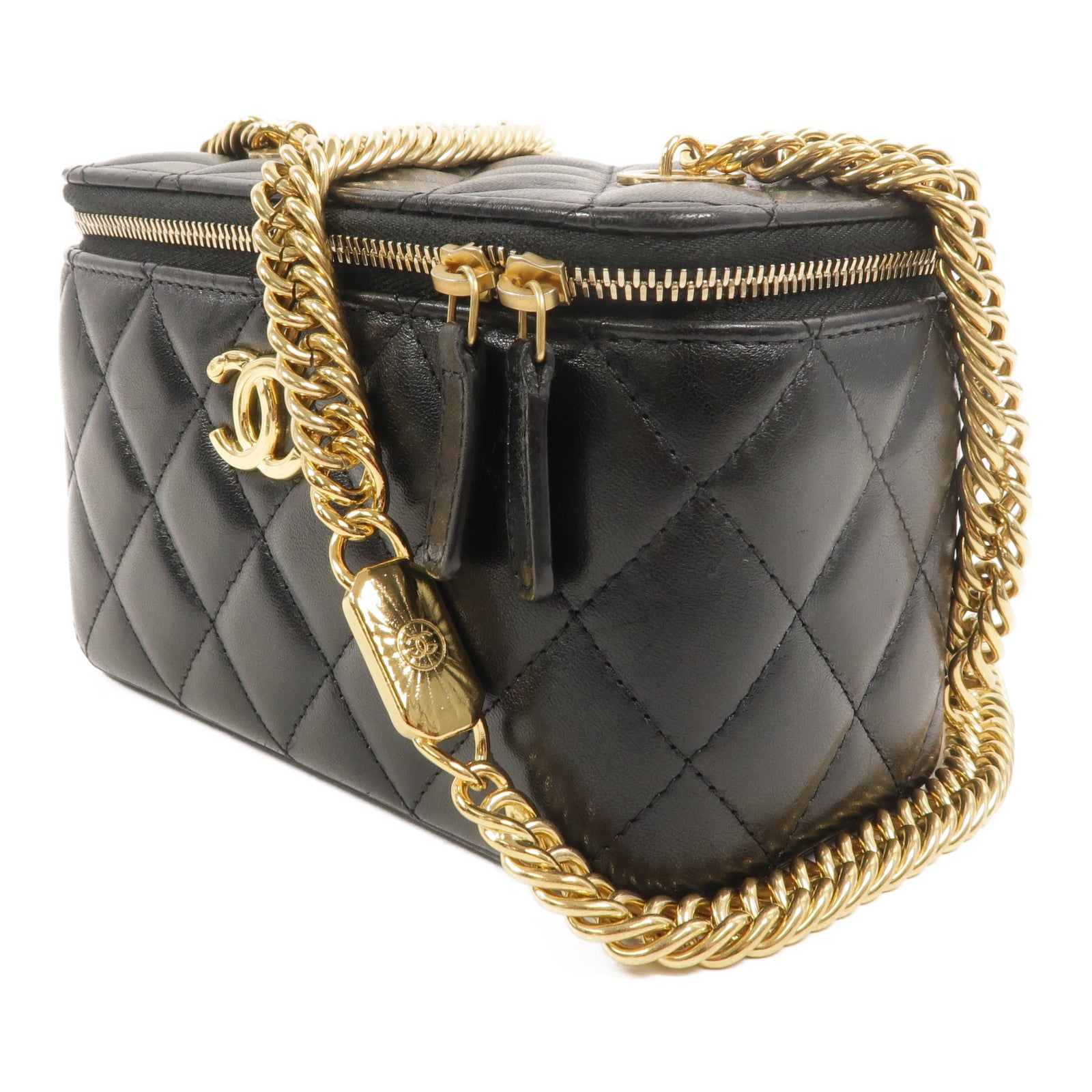 CHANEL 羊皮皮革Vanity Case鏈帶肩背袋