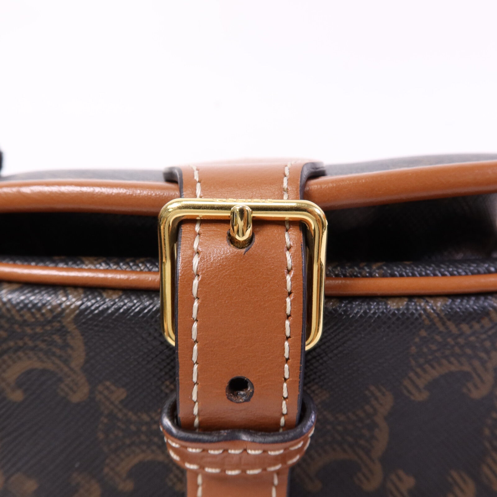 CELINE 塗層帆布Folco金扣肩背袋