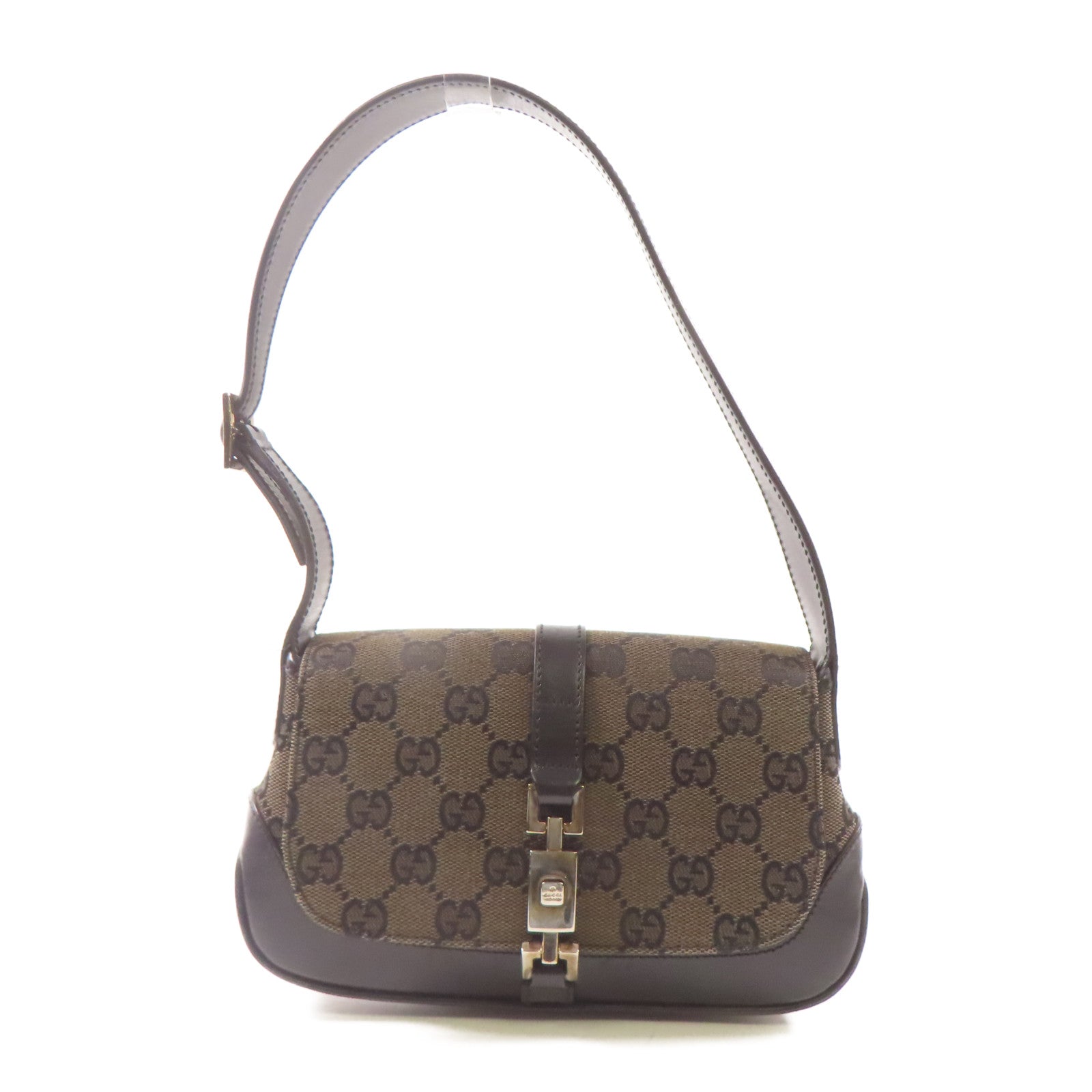 GUCCI 帆布/牛皮皮革Hand Bag肩背袋黑色/棕色