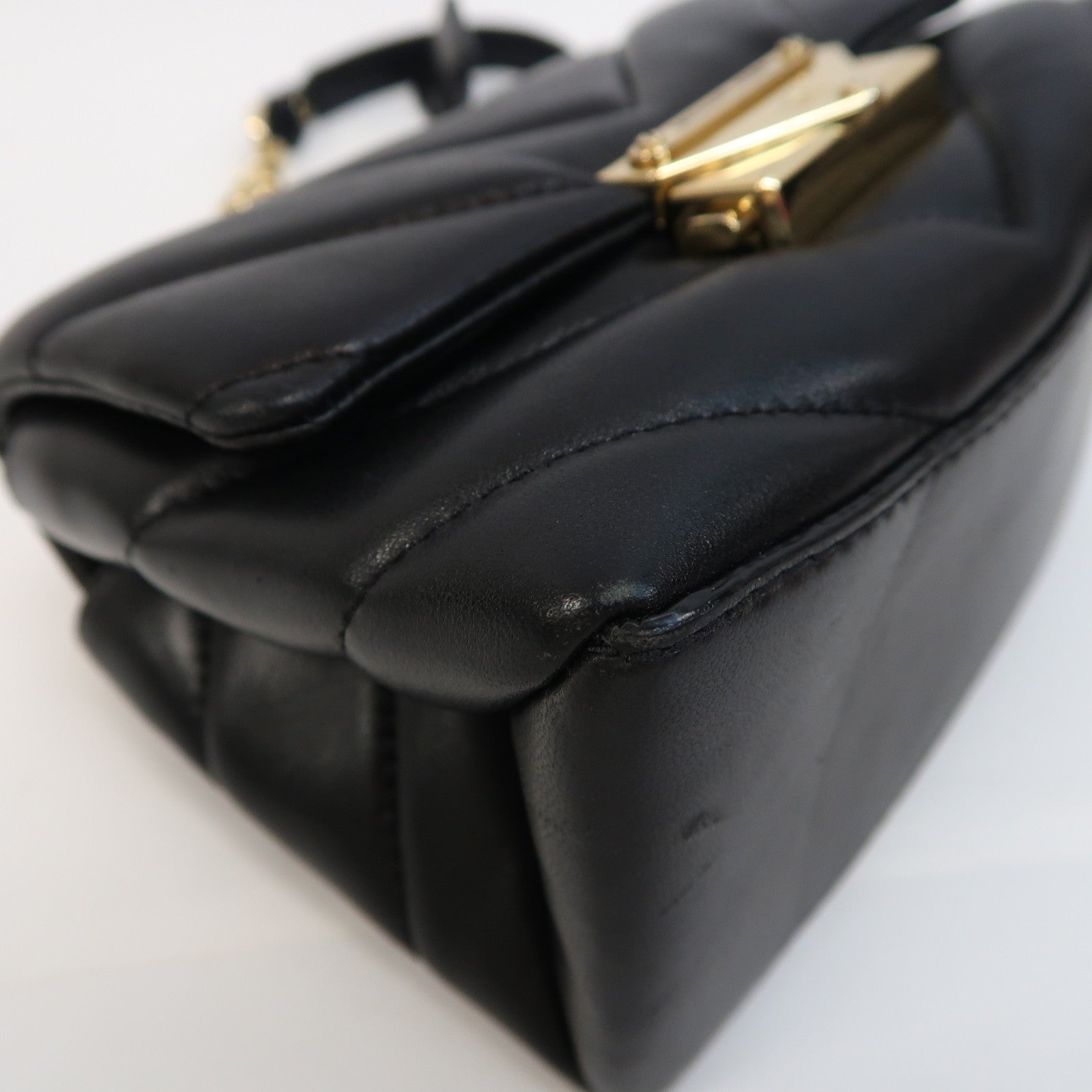 Michael Kors 牛皮皮革Chain Shoulder金扣鏈帶肩背袋黑色