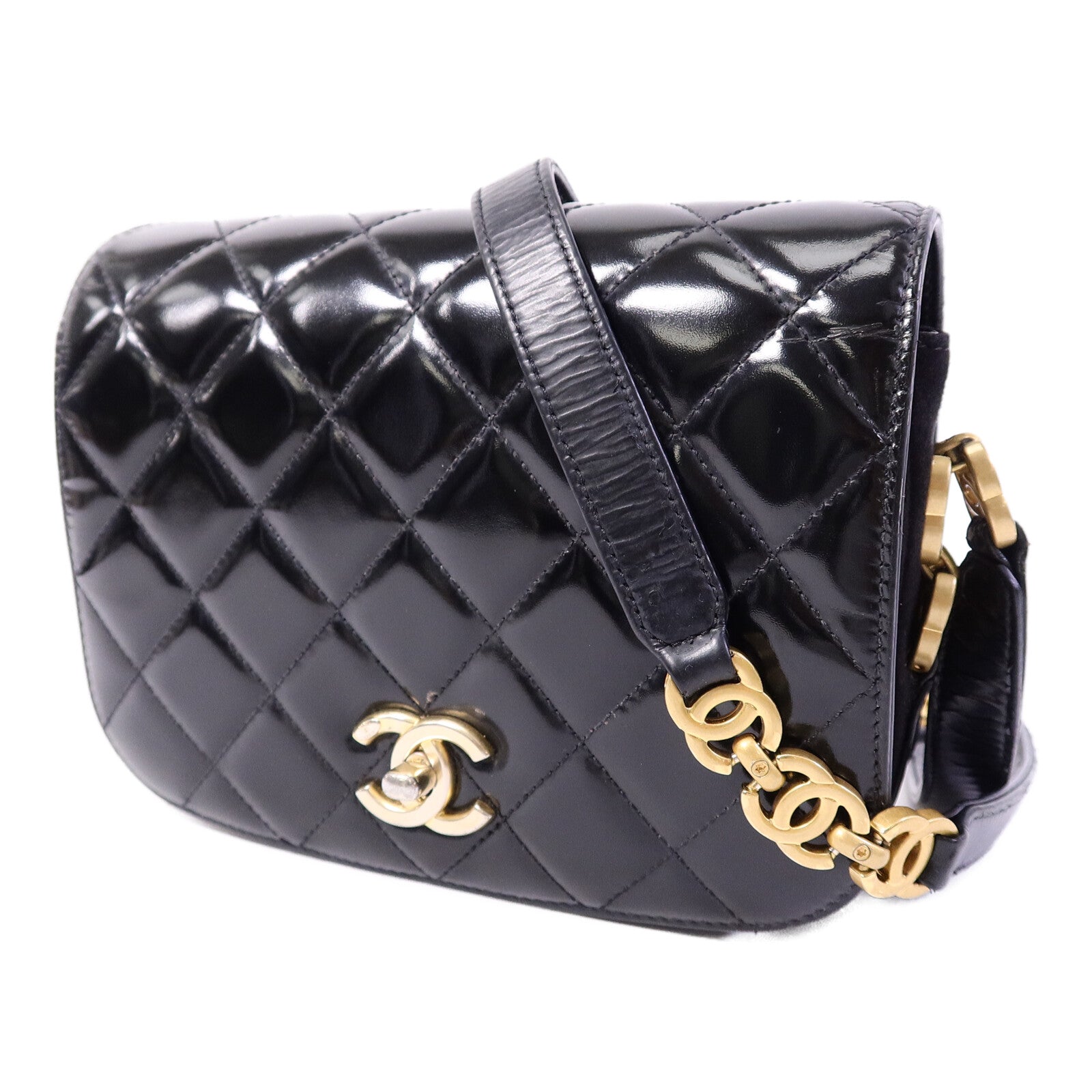 CHANEL 漆皮/麂皮皮革Mini Messenger肩背袋