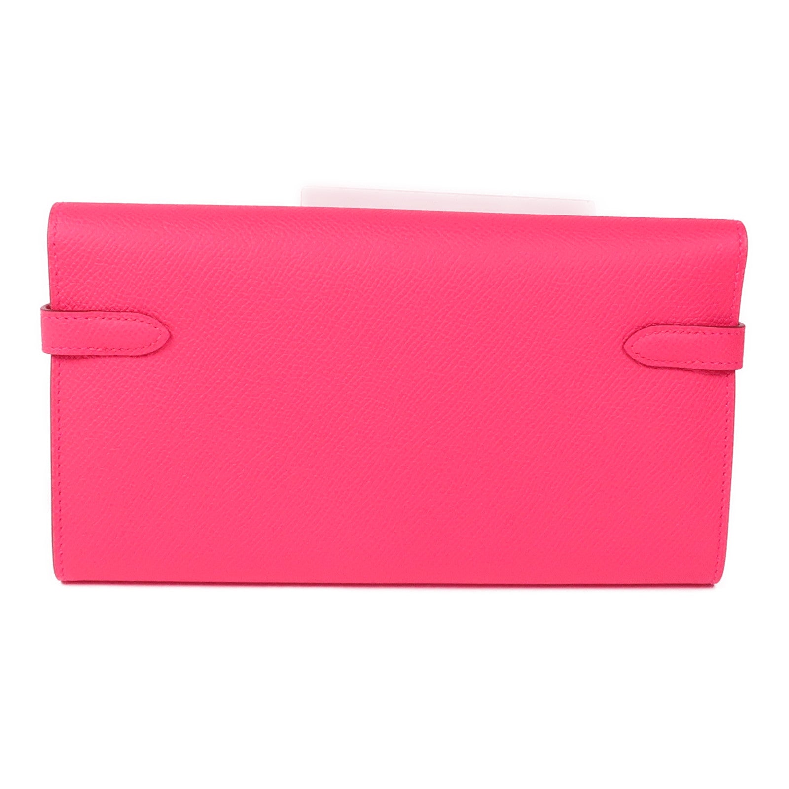 HERMES Epsom皮革Kelly Wallet金扣長錢包I6 Rose Extreme