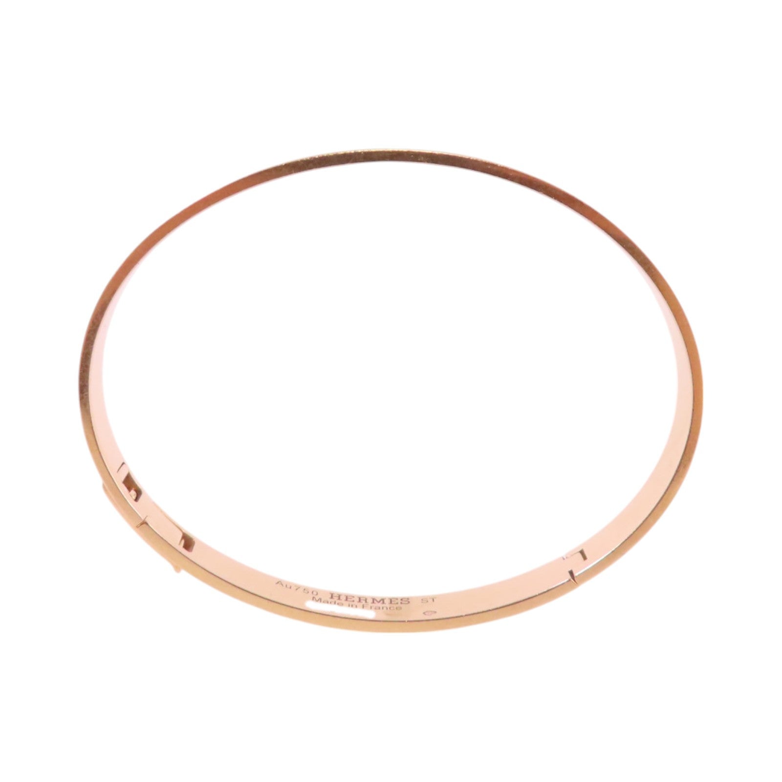 HERMES 18K玫瑰金/鑽石MiniChain D' Ancre Diamond Bangle金扣手鐲