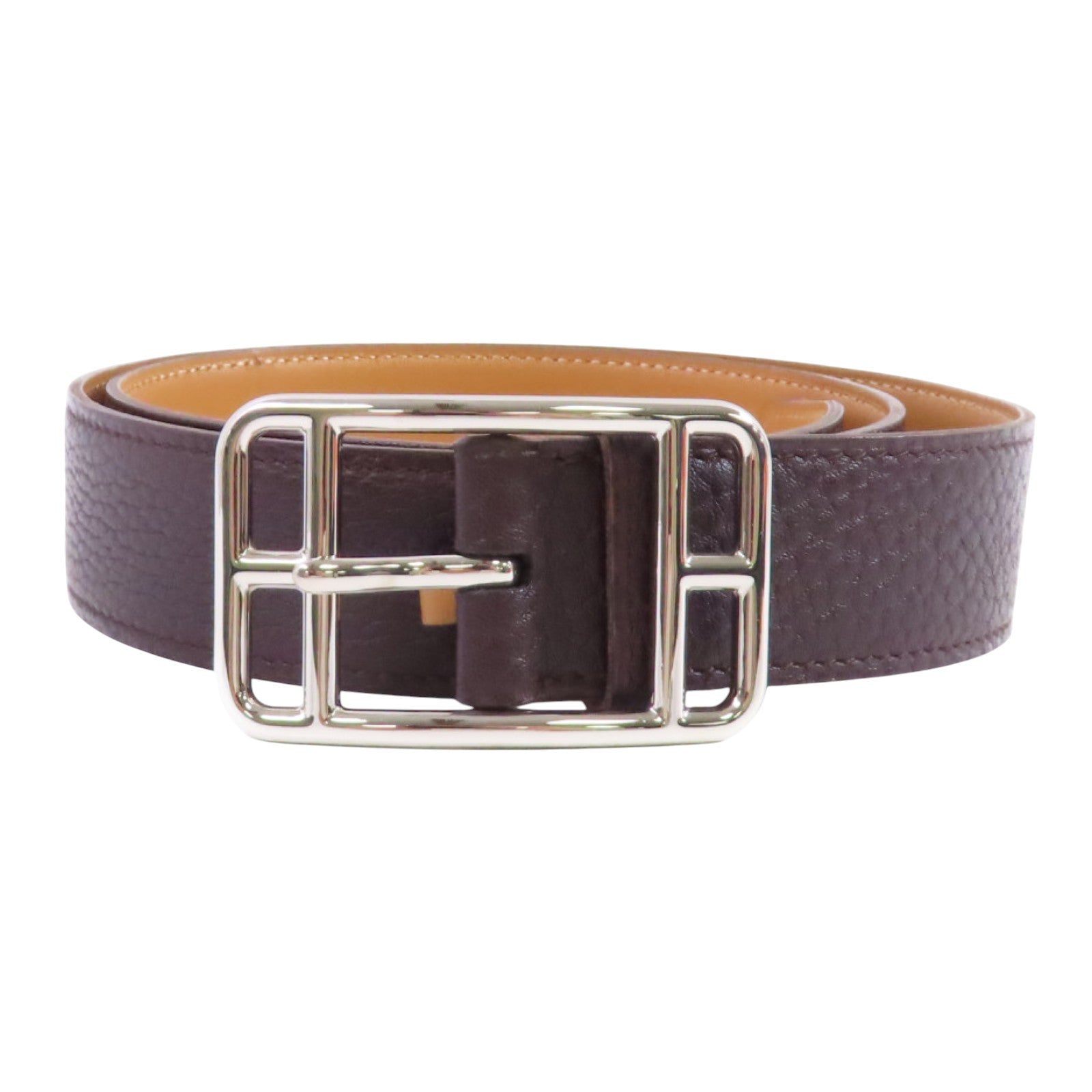 HERMES PHW Leather Belt Clemence Leather