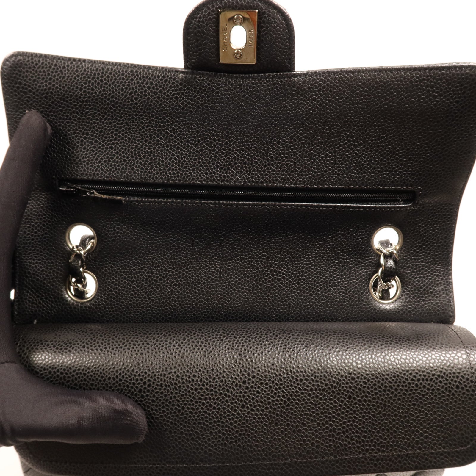 CHANEL 牛皮皮革Classic 25銀扣鏈帶肩背袋