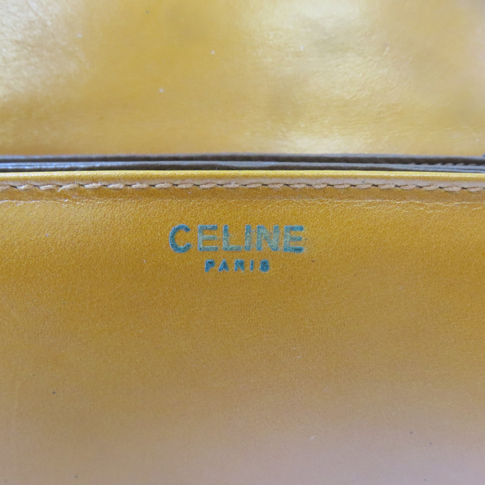 CELINE 牛皮皮革Shoulder Bag金扣金扣肩背袋啡色