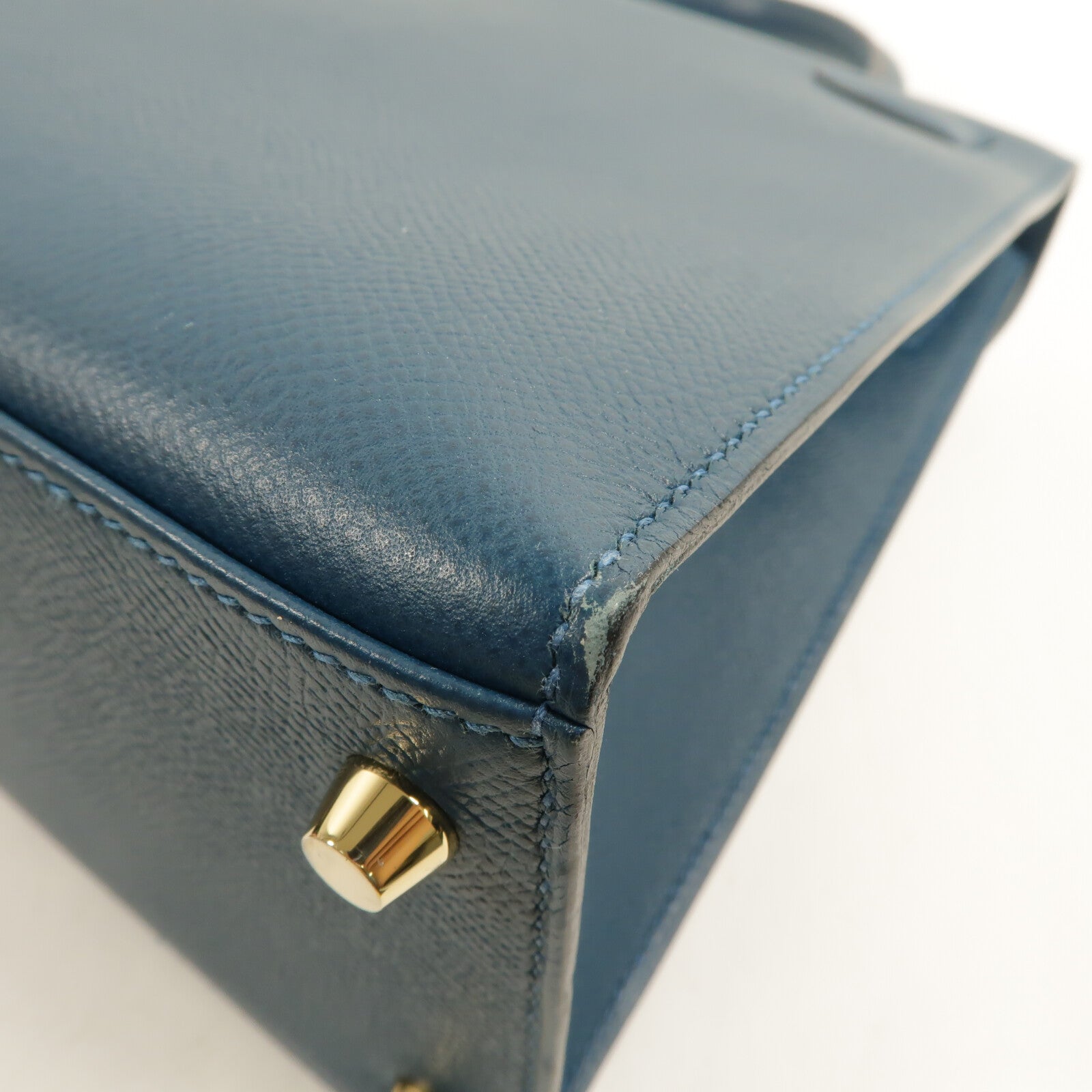 HERMES Epsom皮革Kelly 28手挽肩背兩用袋Bleu Colvert