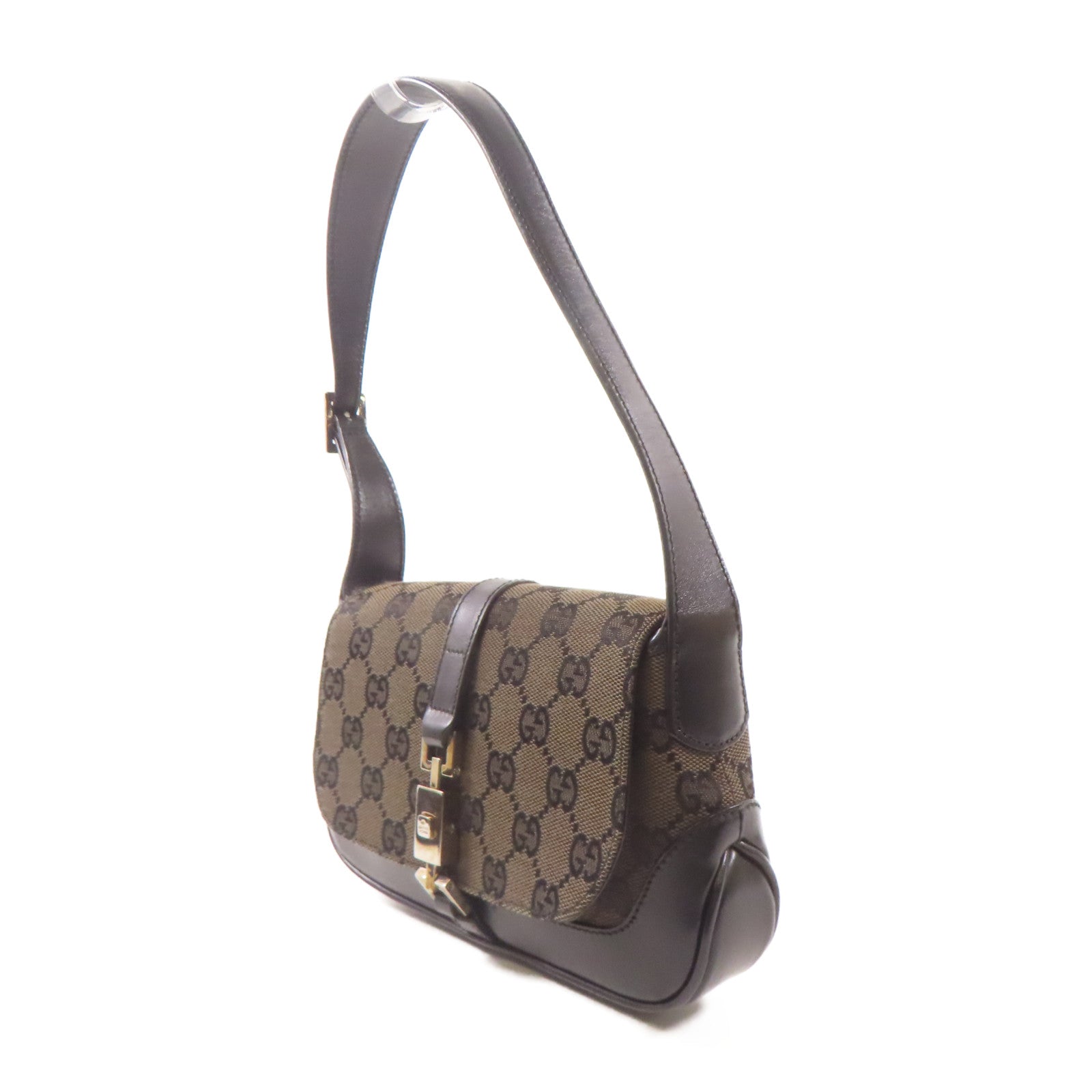 GUCCI 帆布/牛皮皮革Hand Bag肩背袋黑色/棕色
