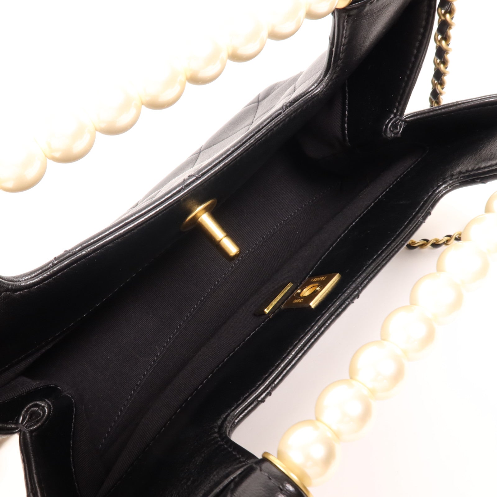 CHANEL 羊皮皮革25 Pearl Handle Shopping Bag金扣手挽肩背兩用袋