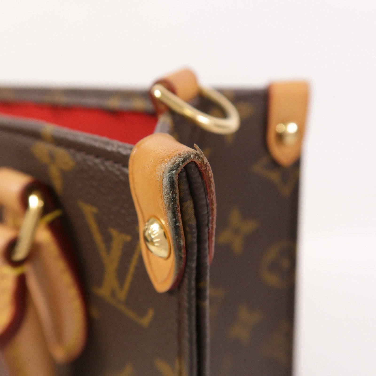 LOUIS VUITTON Monogram Sac Plat BB金扣手挽肩背兩用袋棕色